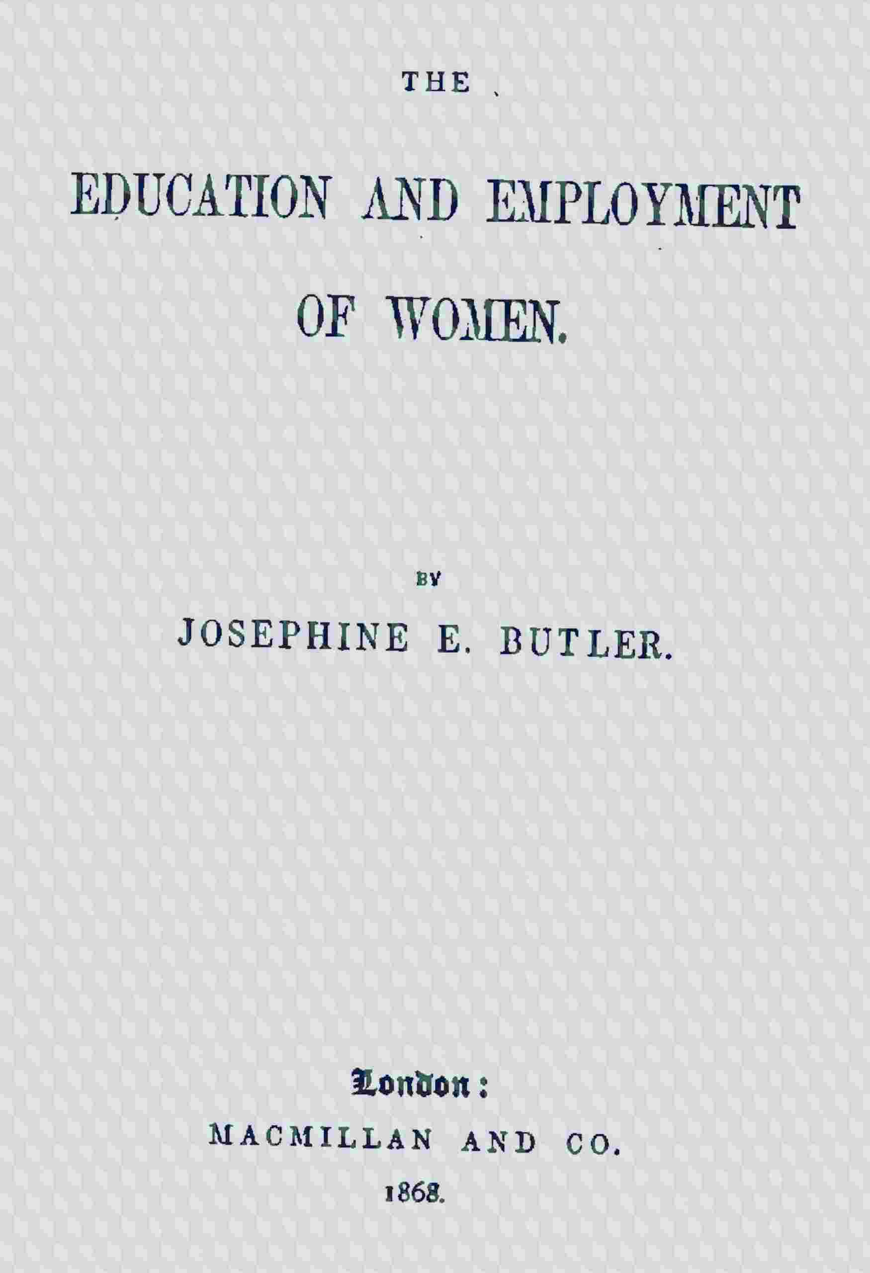 The education and employment of women cover