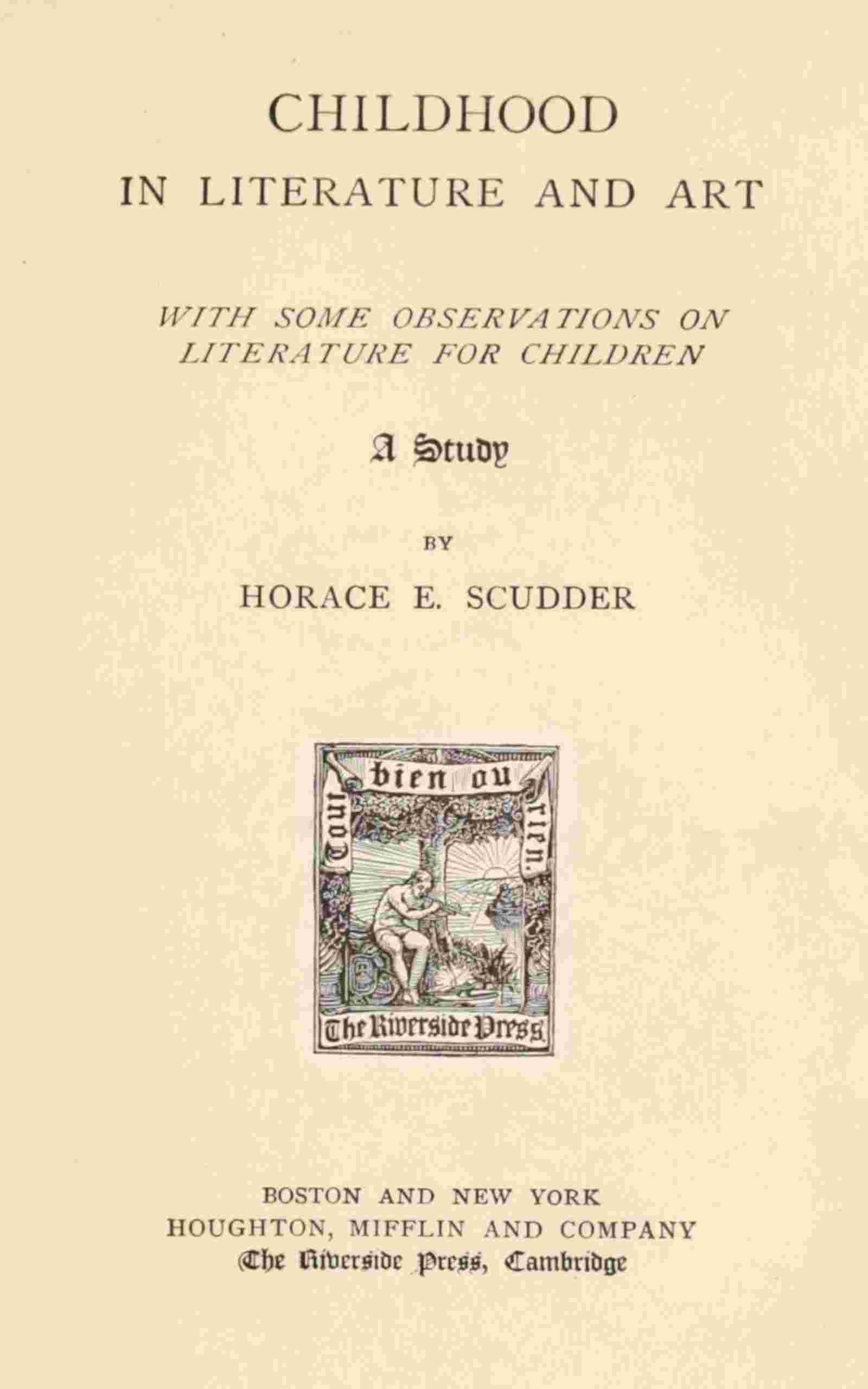Childhood in literature and art, with some observations on literature for children cover