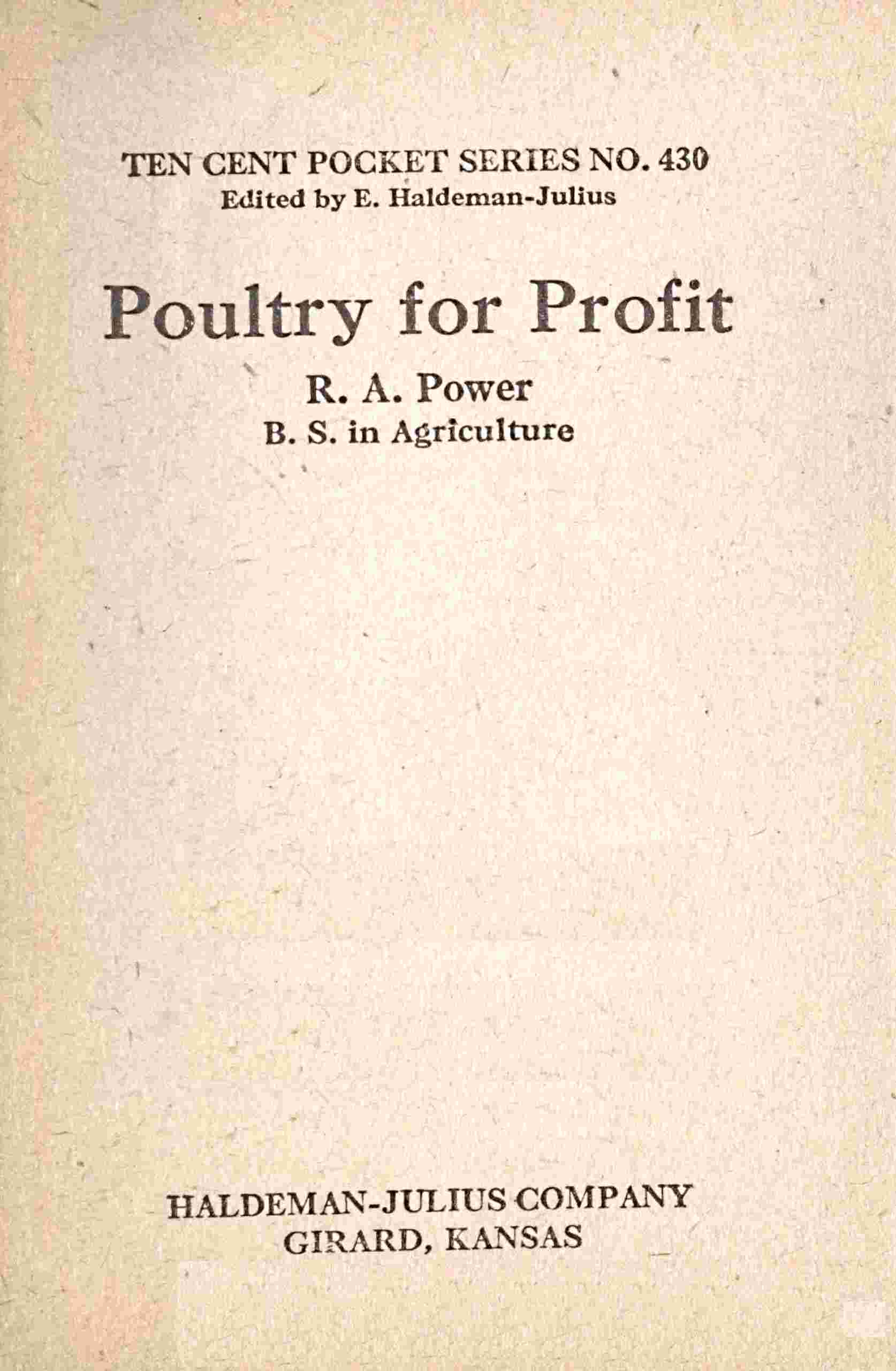 Poultry for profit cover