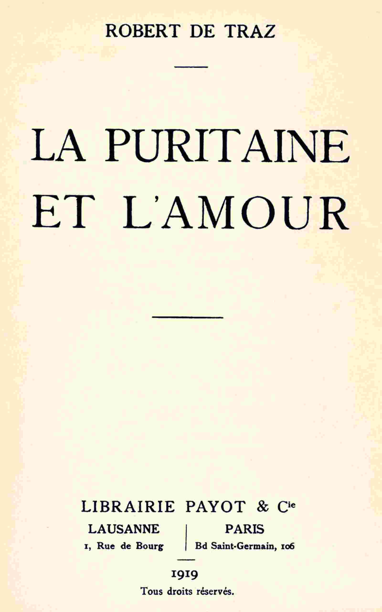 La puritaine et l'amour cover