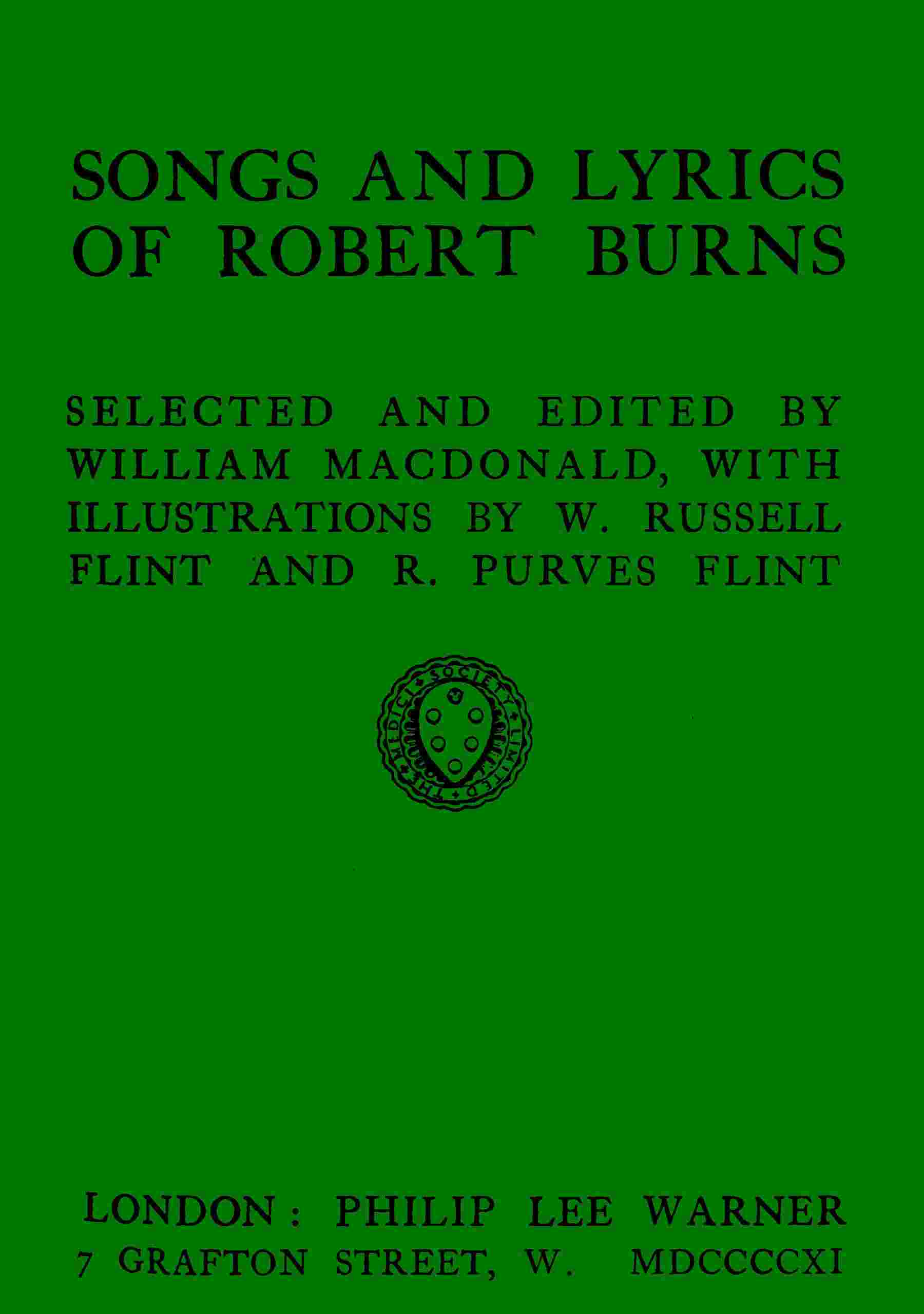 Songs and lyrics of Robert Burns cover