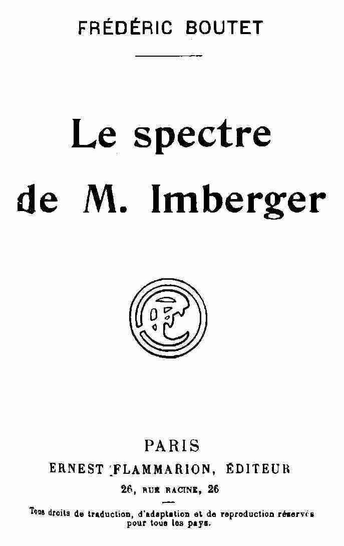 Le spectre de M. Imberger cover