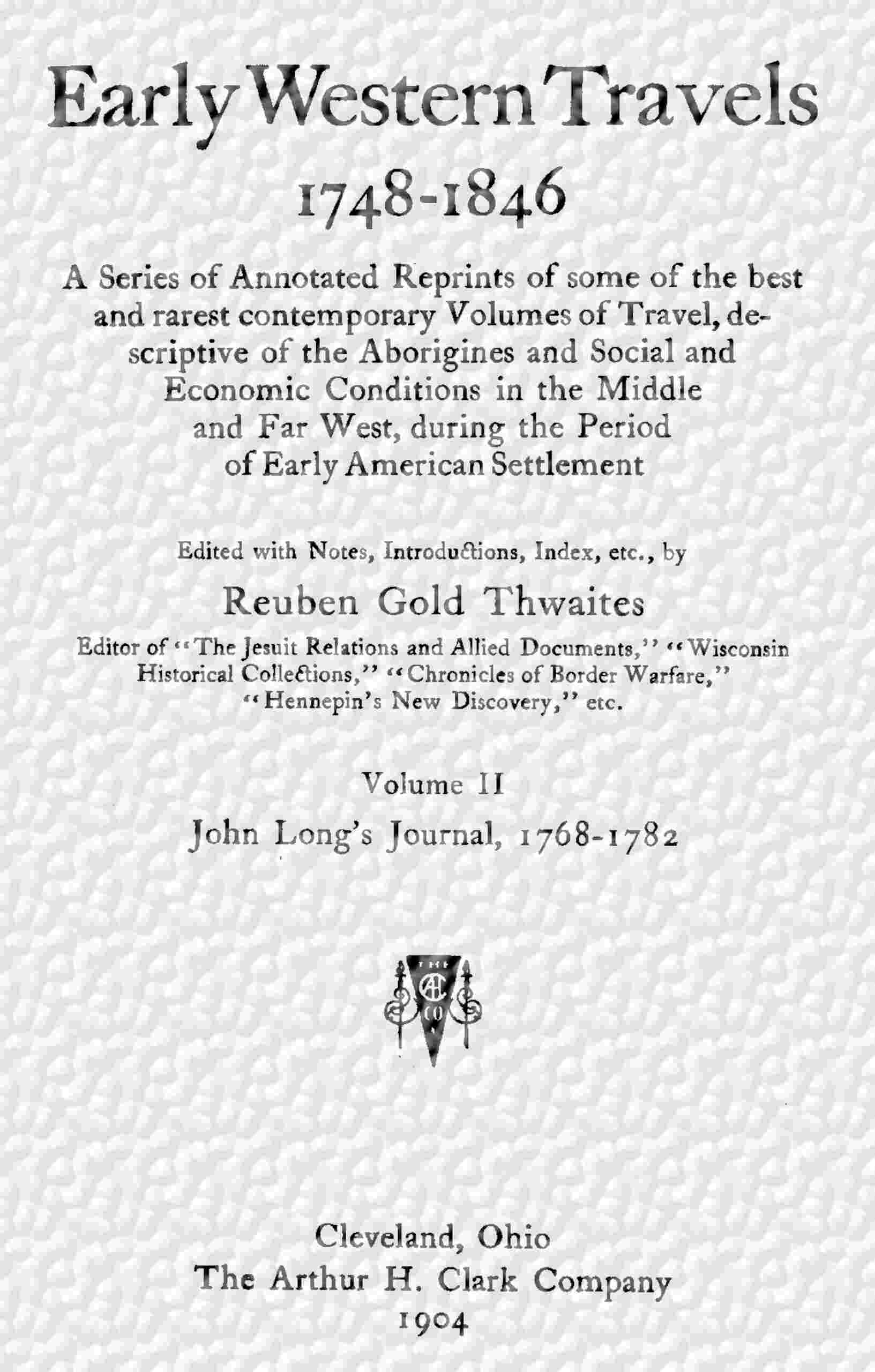 John Long's journal, 1768-1782 cover