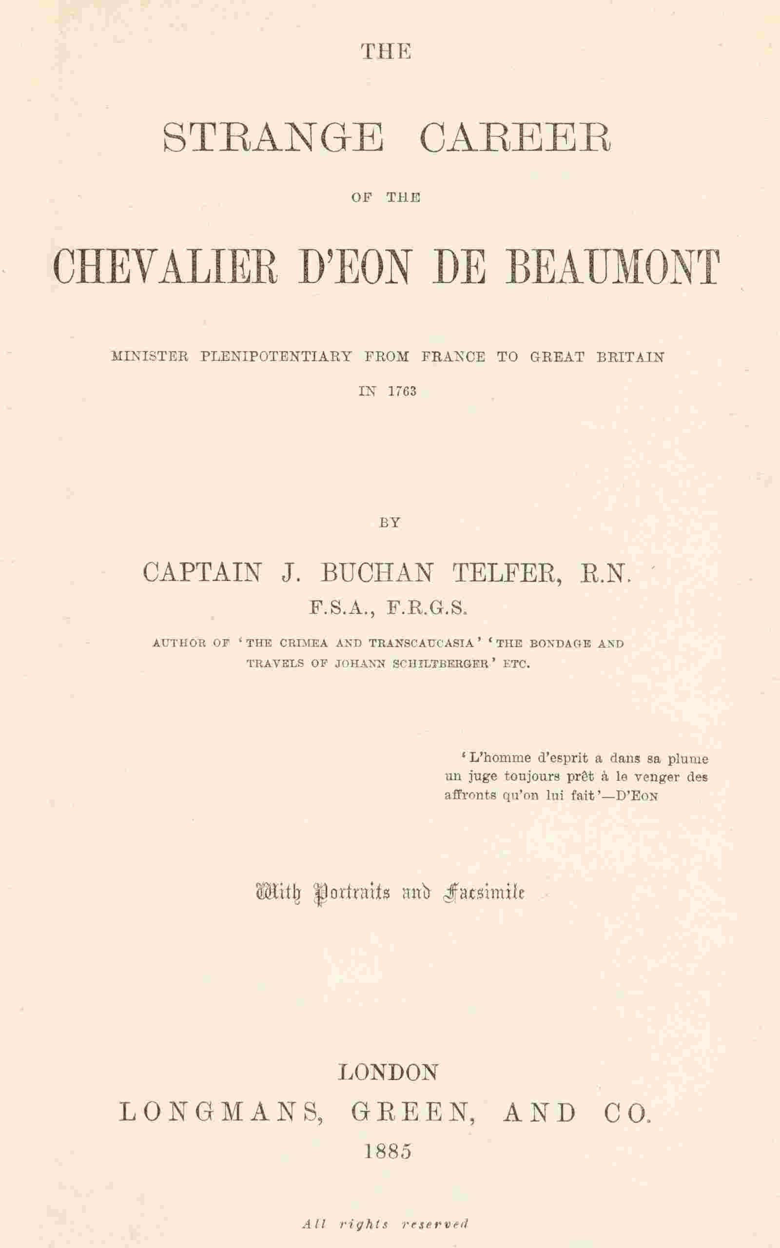 The strange career of the Chevalier d'Eon de Beaumont cover