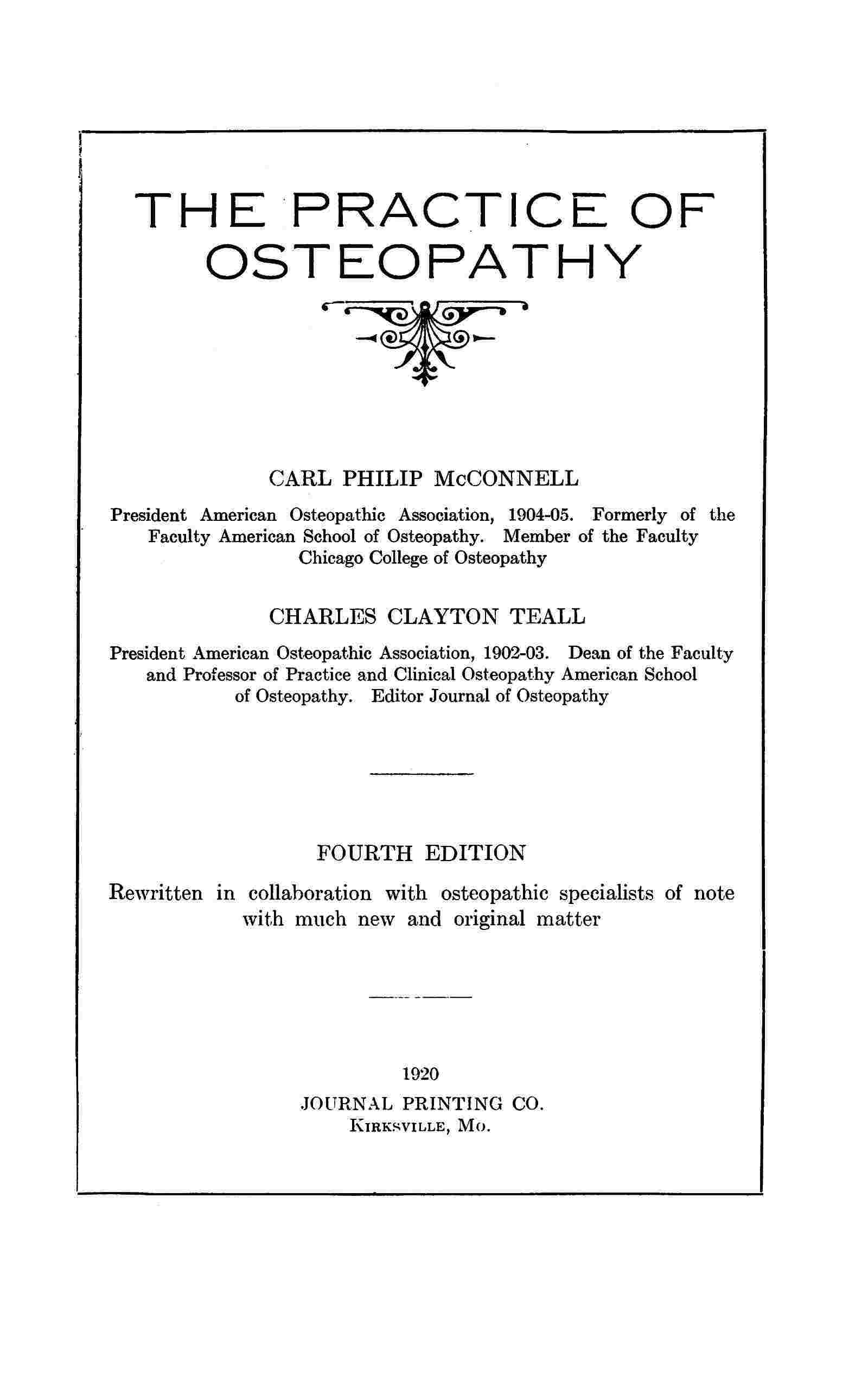 The practice of osteopathy cover