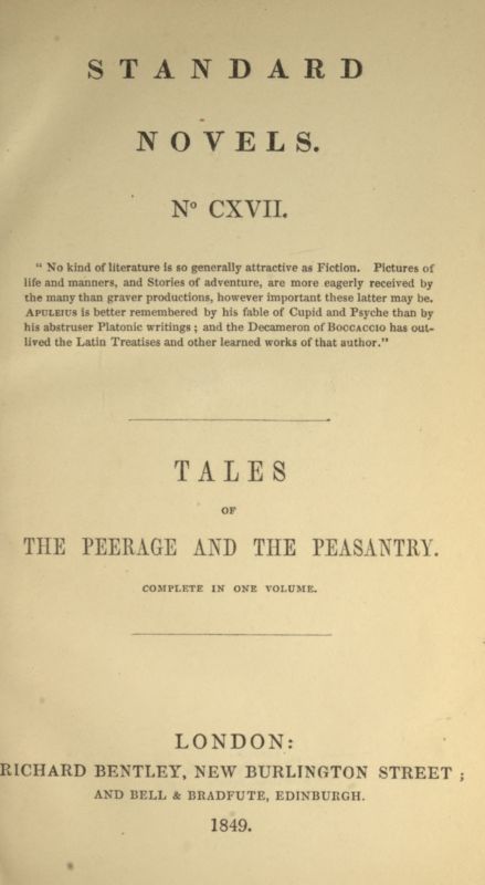 Tales of the peerage and the peasantry cover