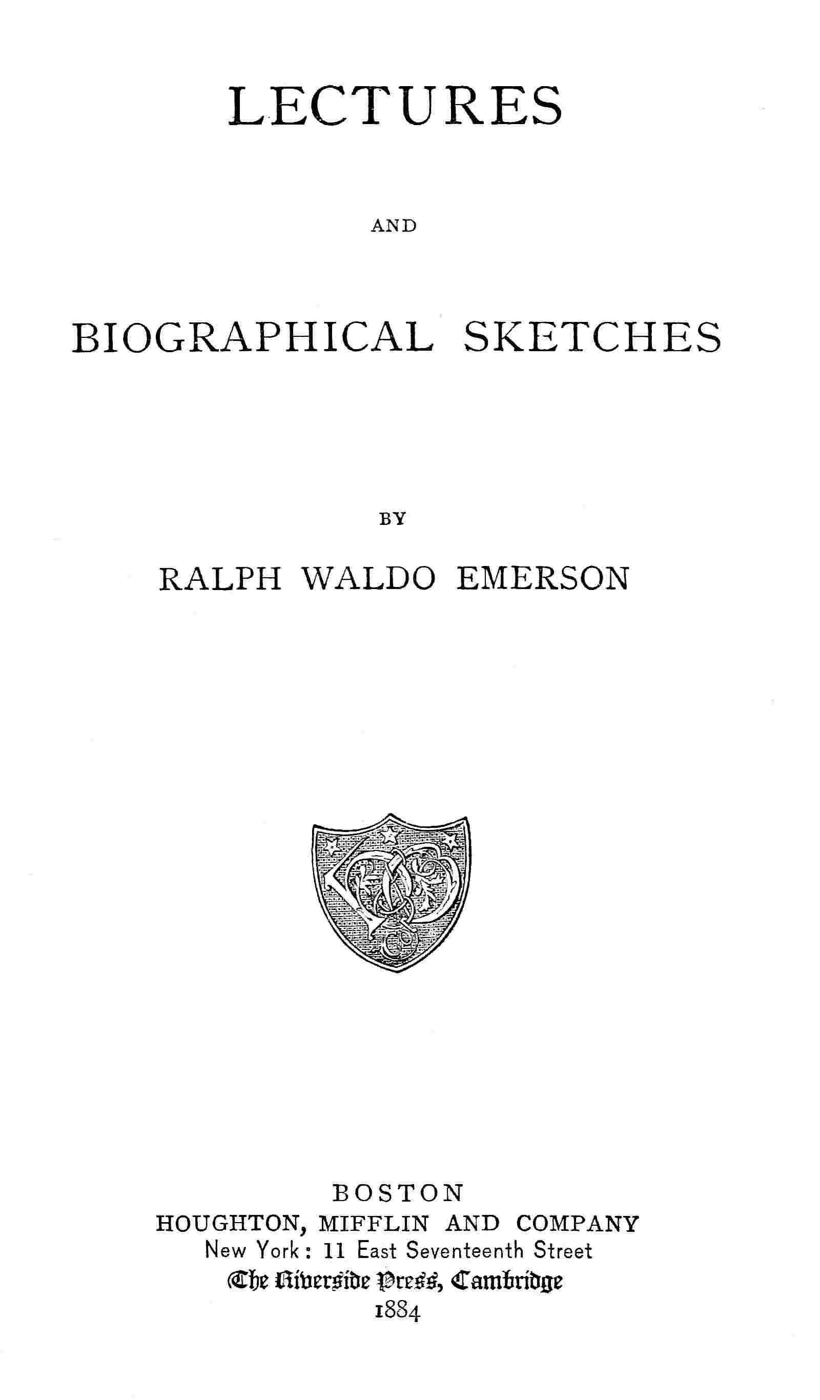 Lectures and biographical sketches cover