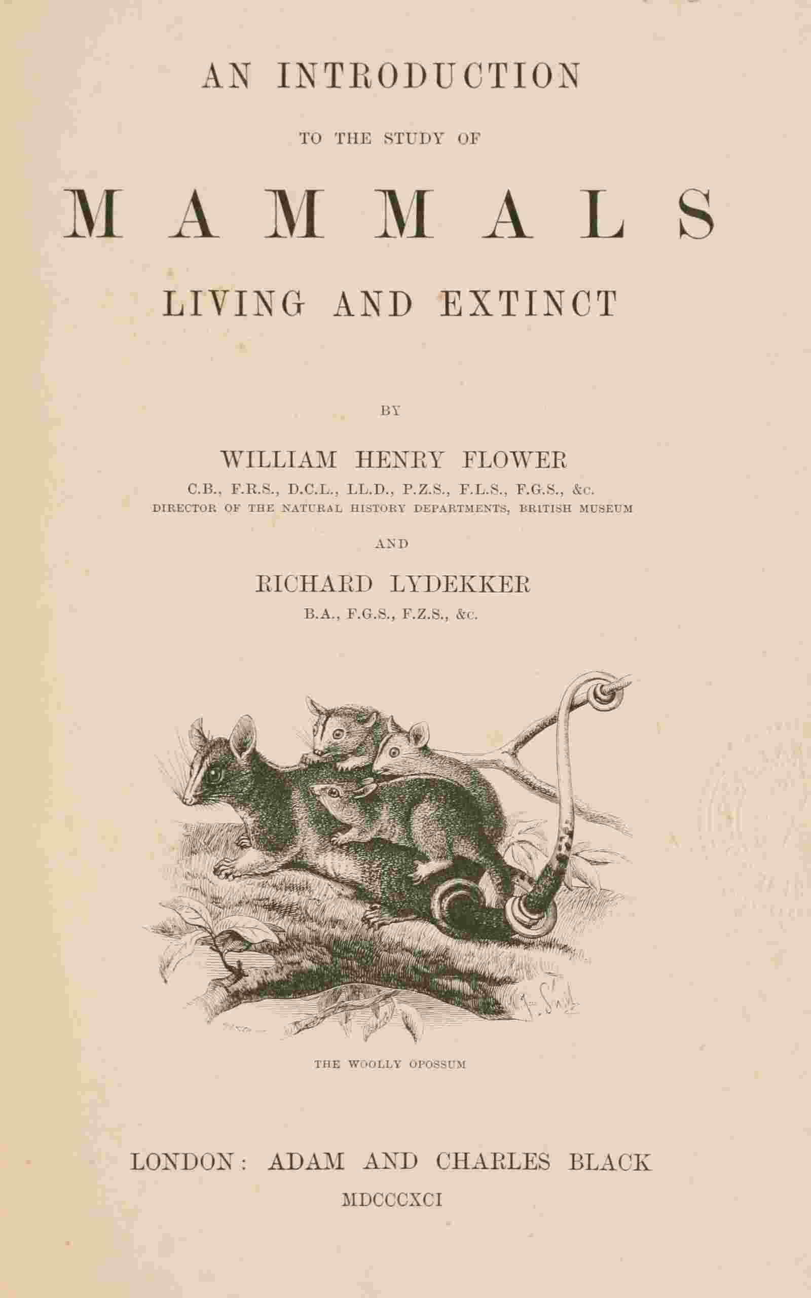 An introduction to the study of mammals living and extinct cover