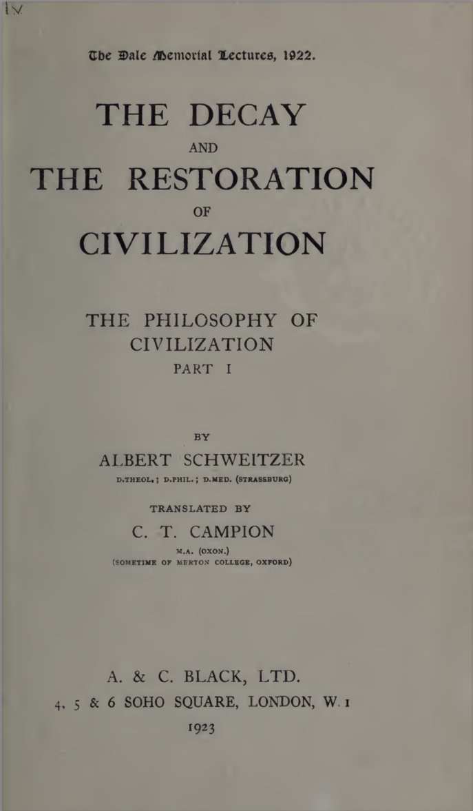 The decay and the restoration of civilization cover