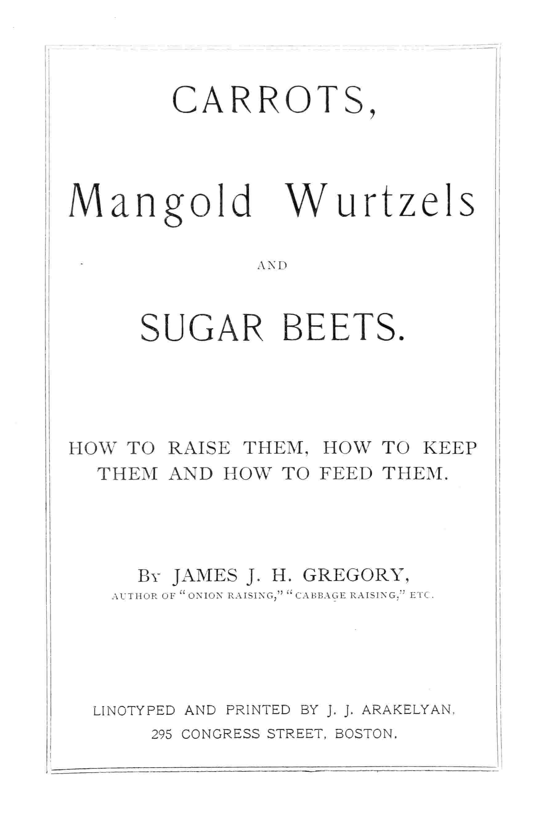Carrots, mangold wurtzels and sugar beets cover