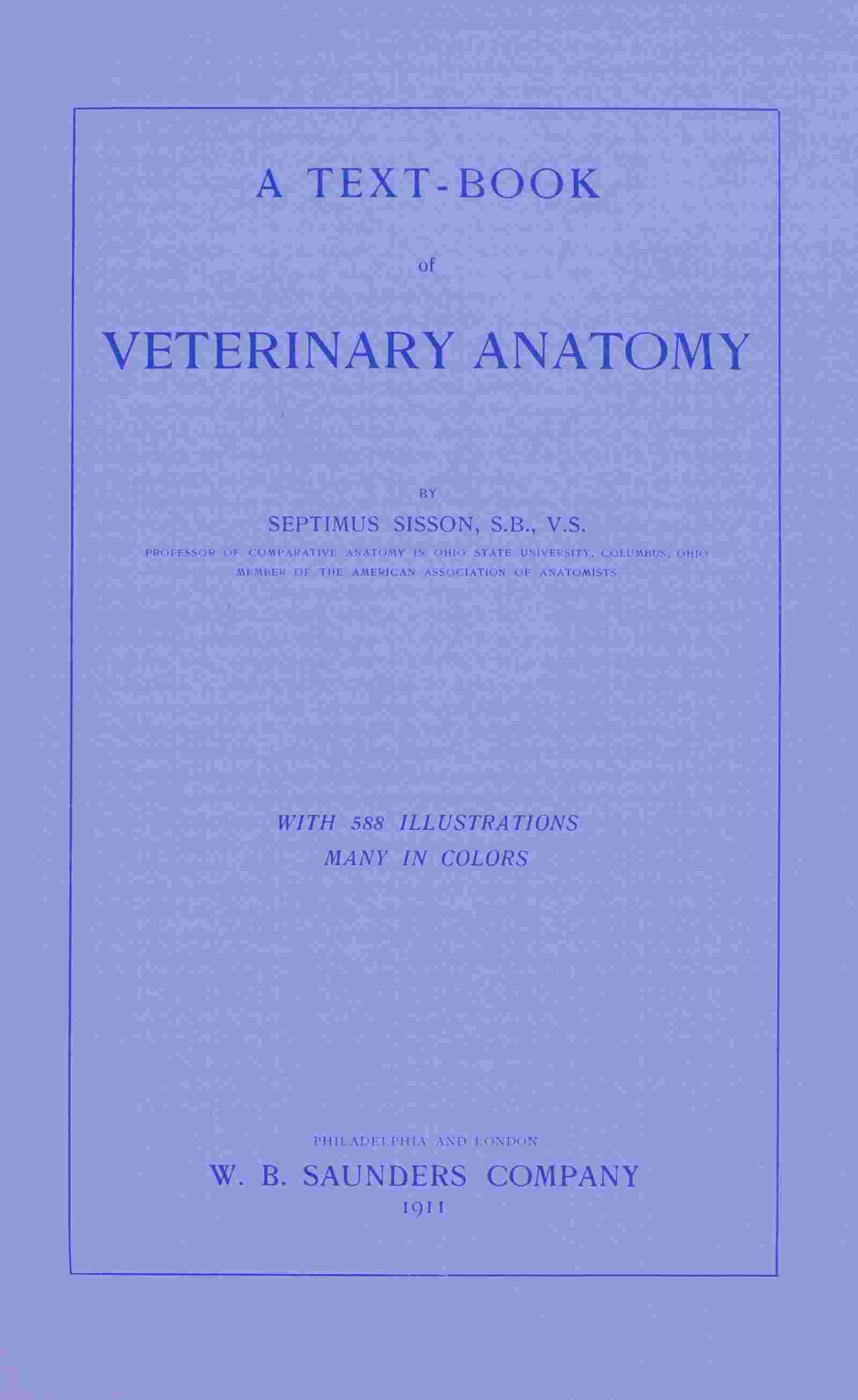 A text-book of veterinary anatomy cover
