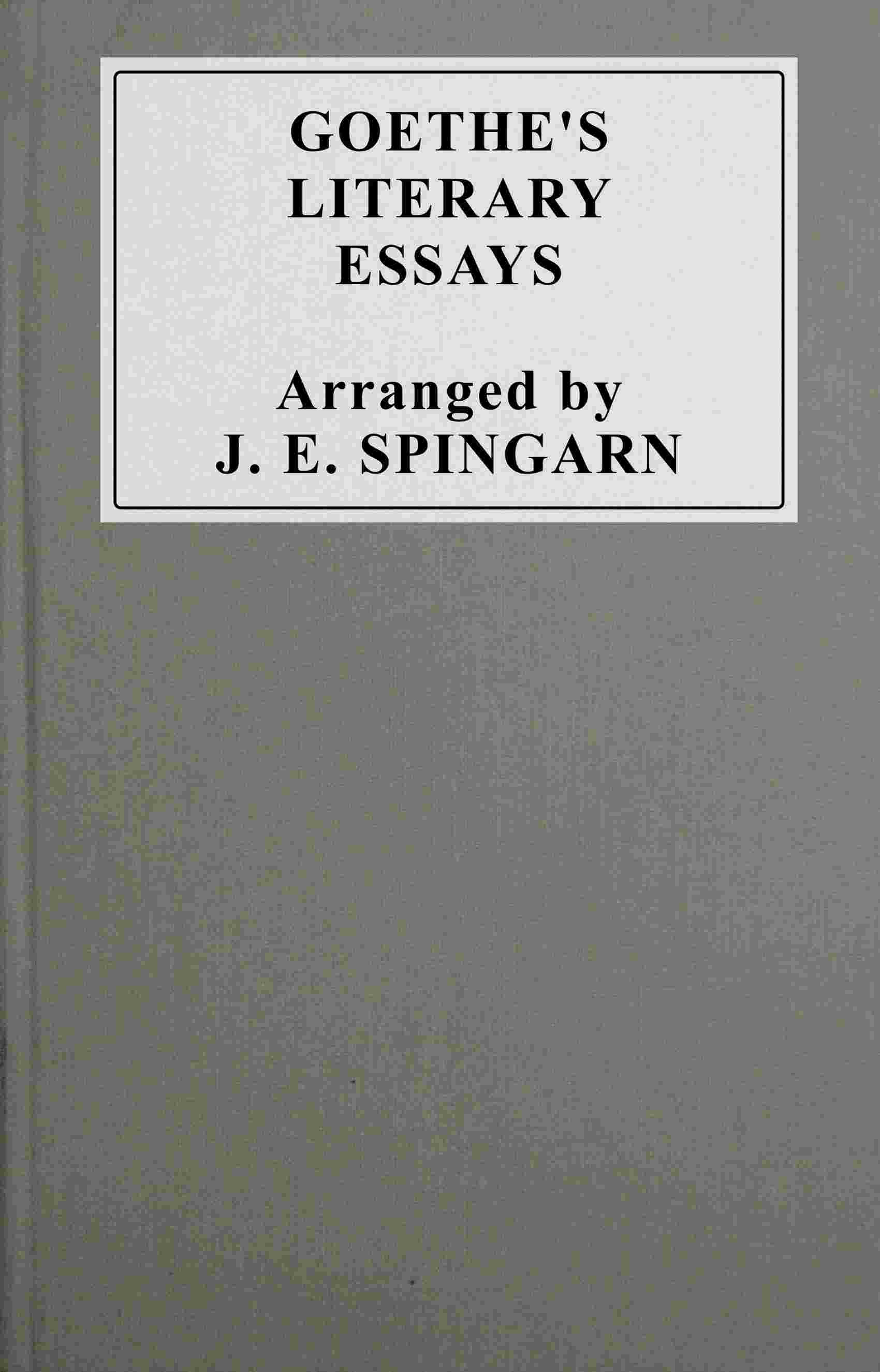 Goethe's literary essays cover