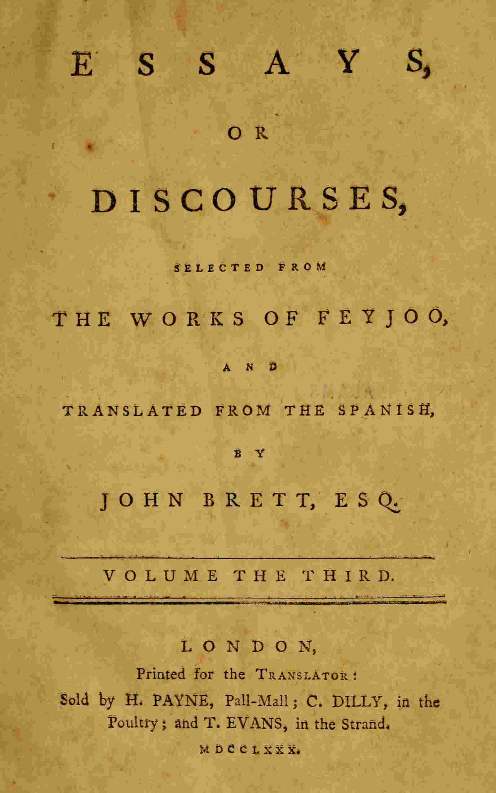 Essays, or discourses, vol. 3 (of 4) cover