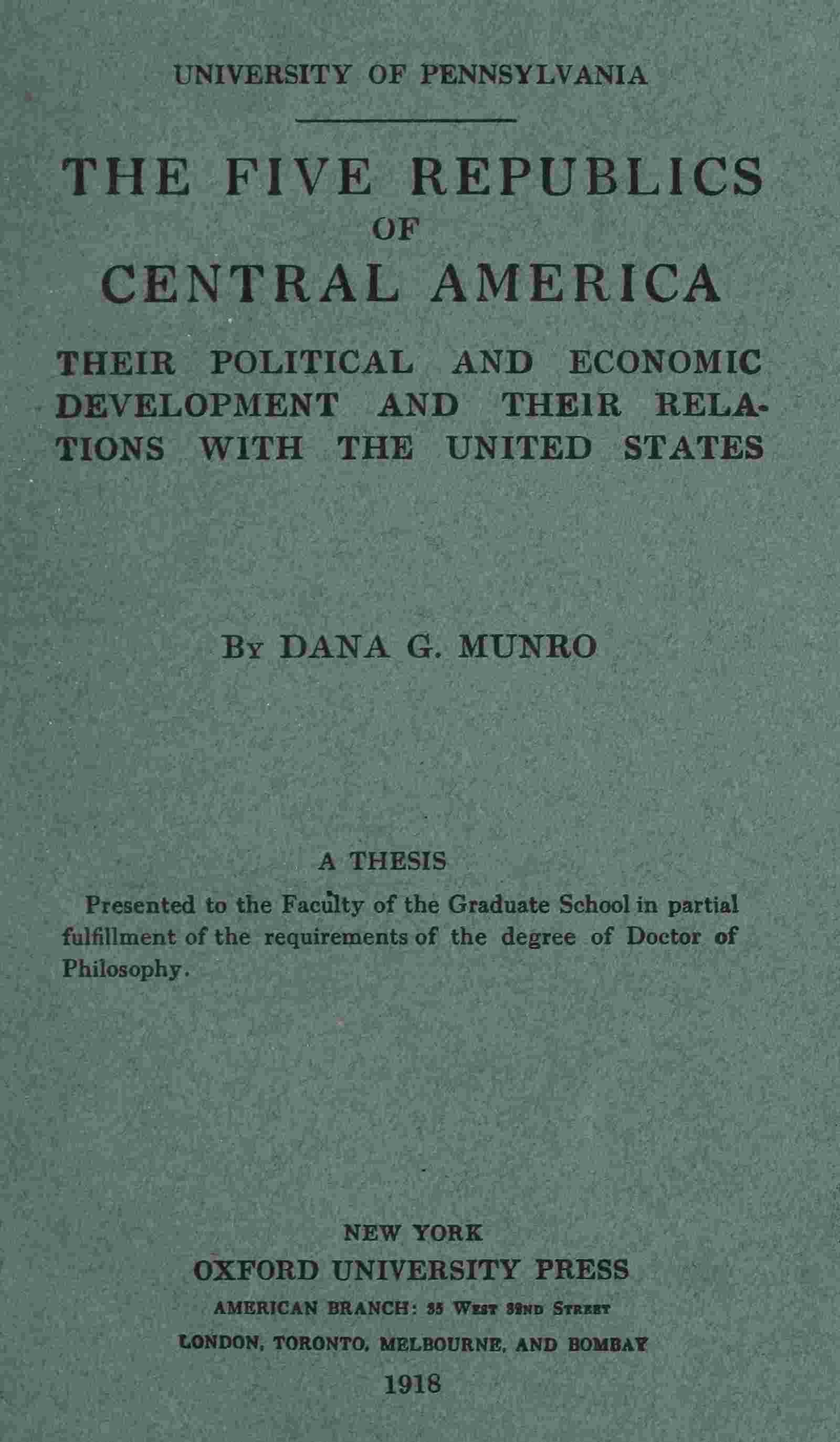 The five republics of Central America cover
