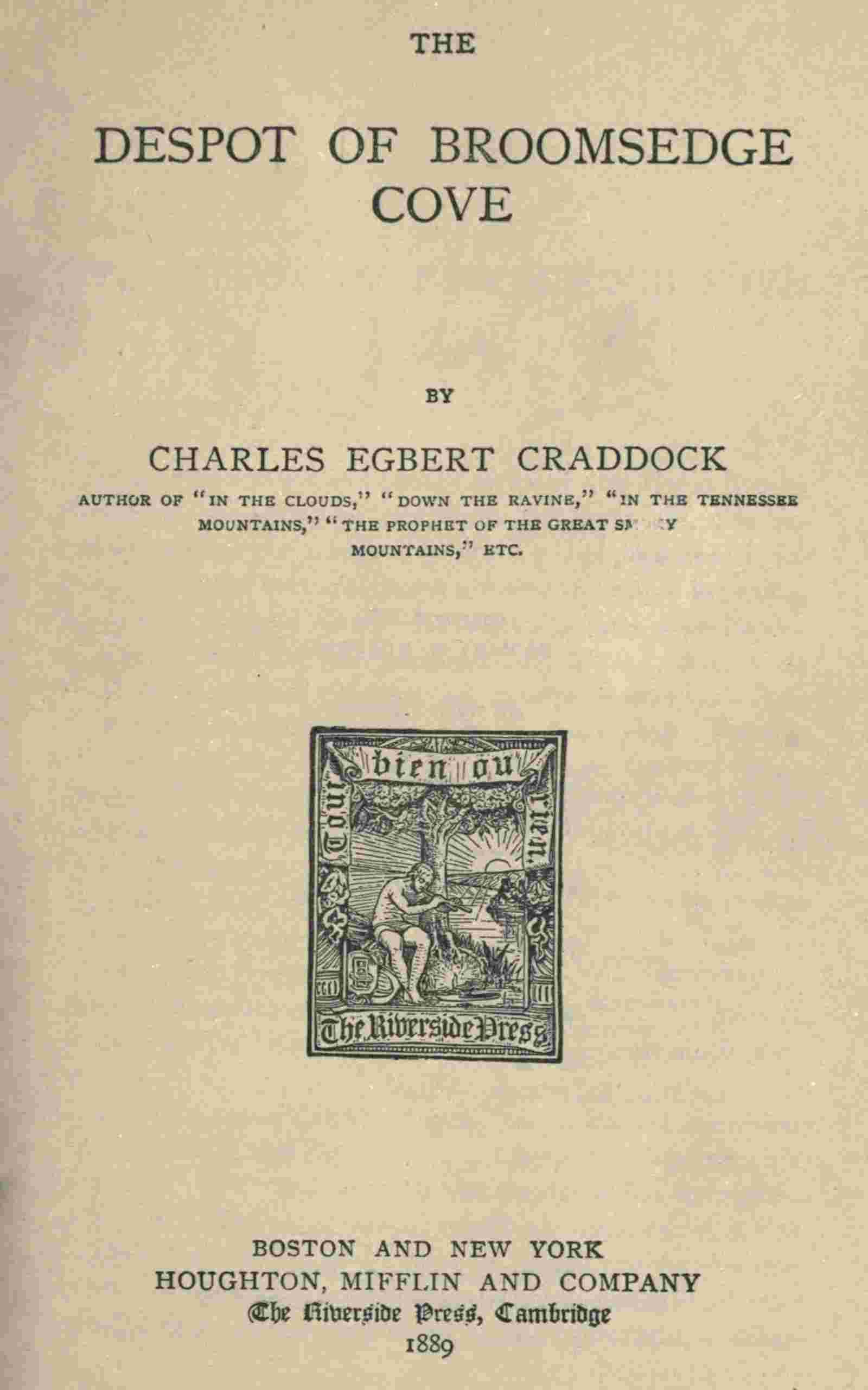 The despot of Broomsedge Cove cover