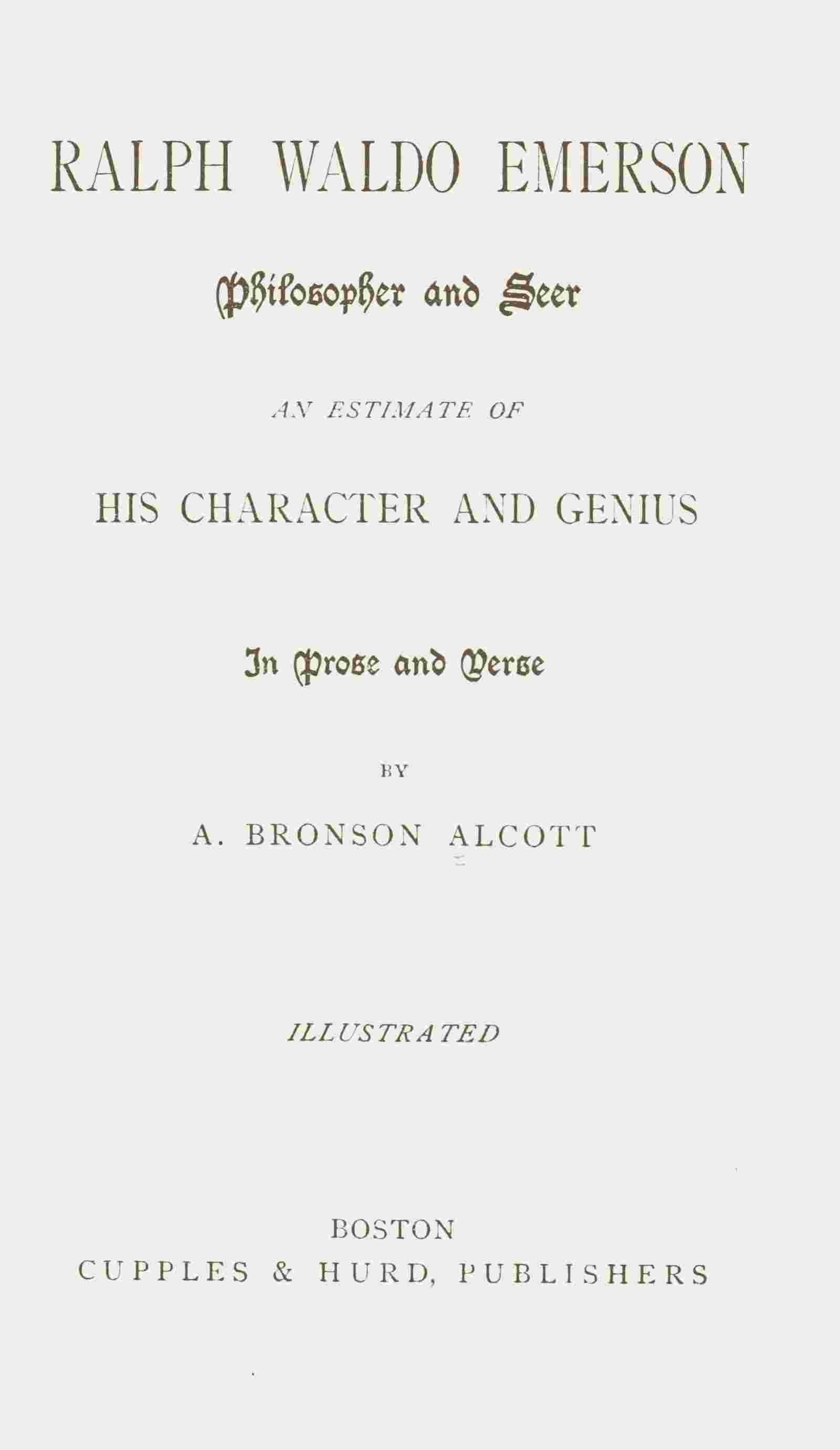 Ralph Waldo Emerson, philosopher and seer cover