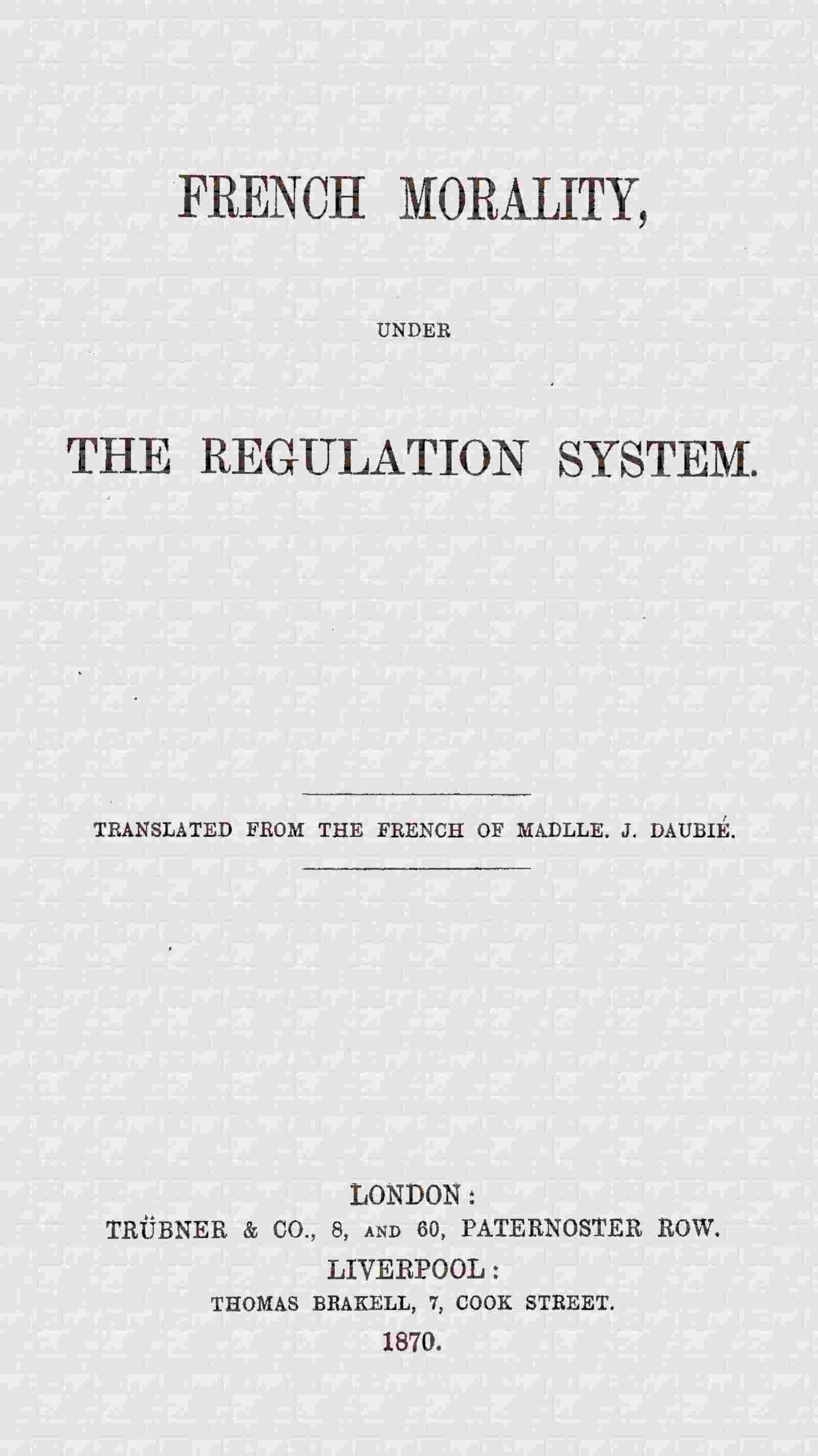 French morality, under the regulation system cover