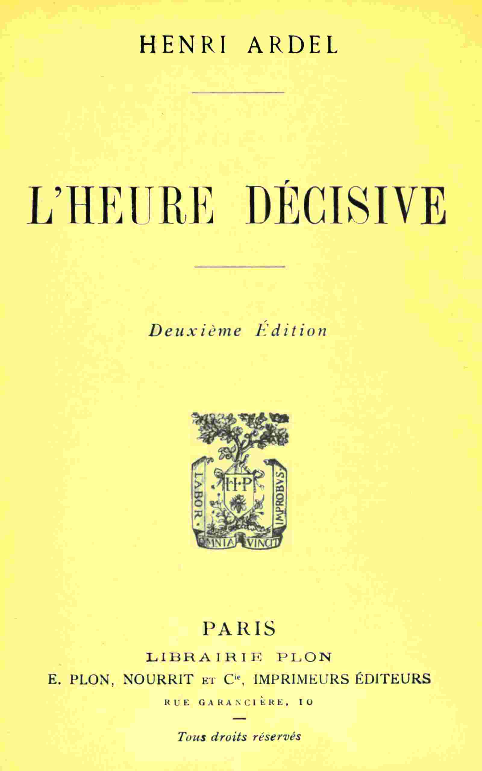 L'heure décisive cover