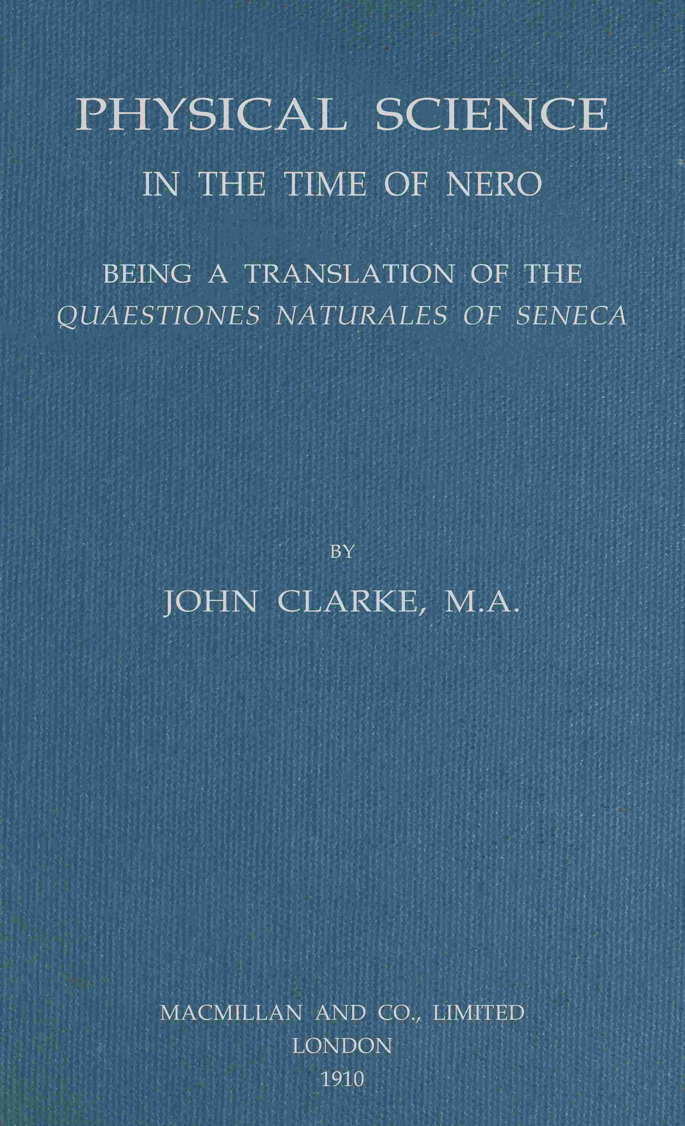 Physical science in the time of Nero cover