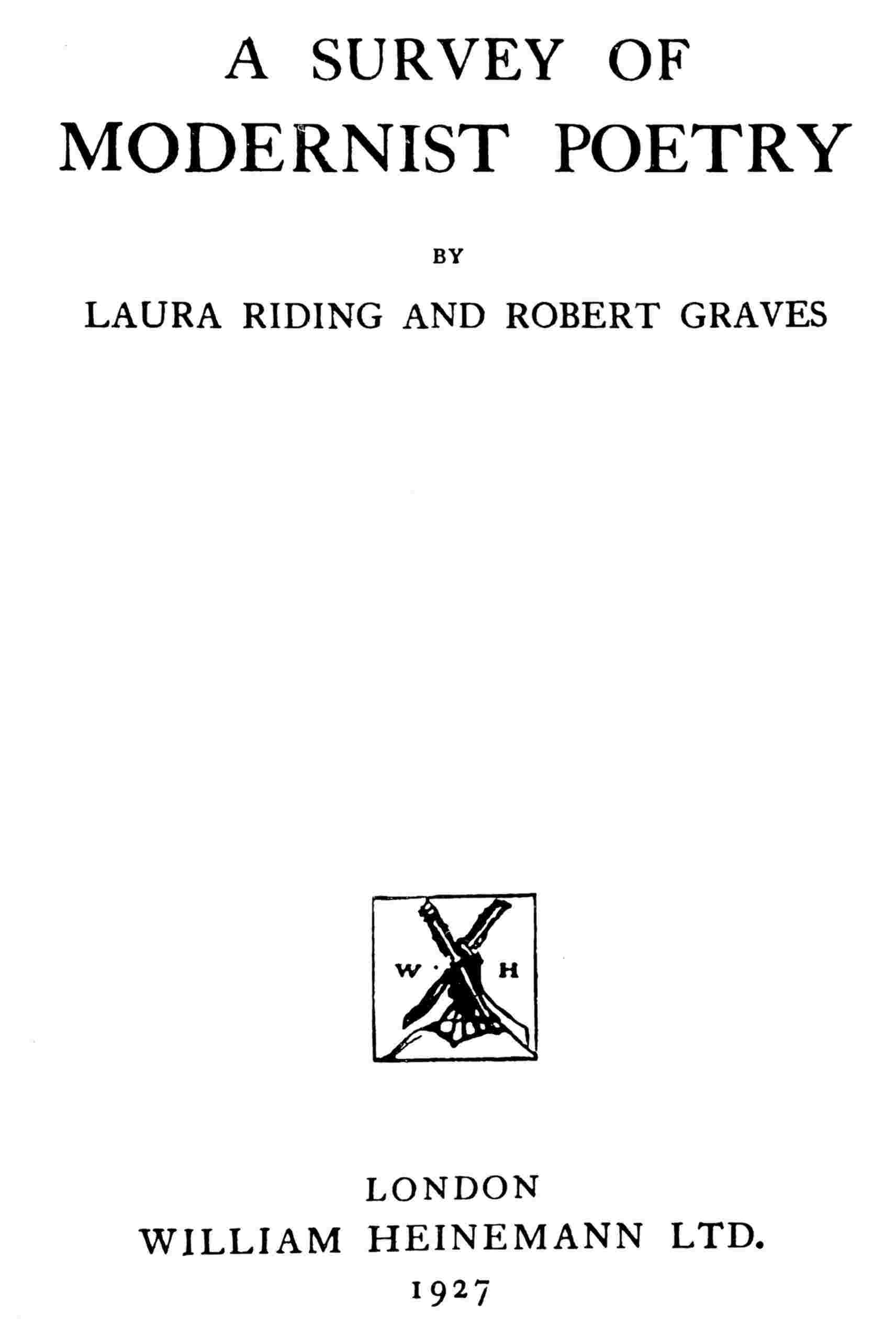 A survey of modernist poetry cover