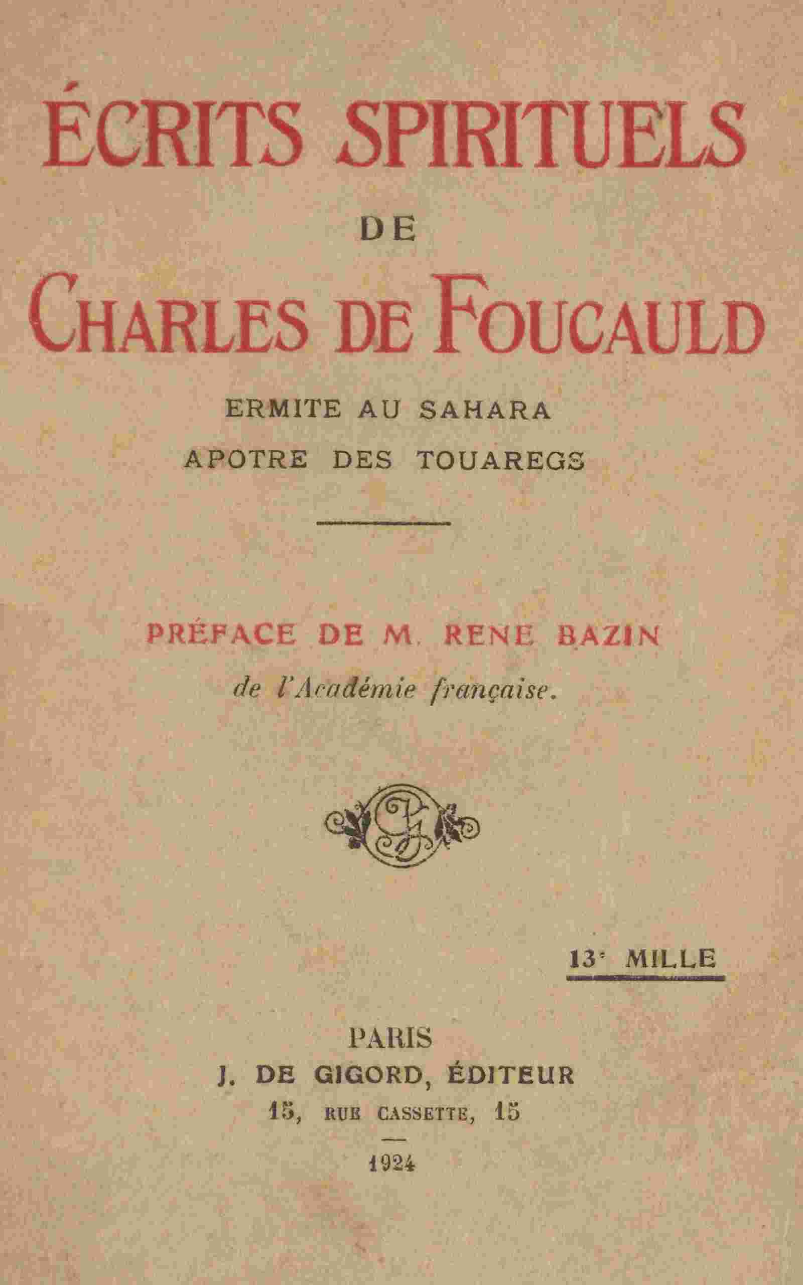 Écrits spirituels de Charles de Foucauld cover