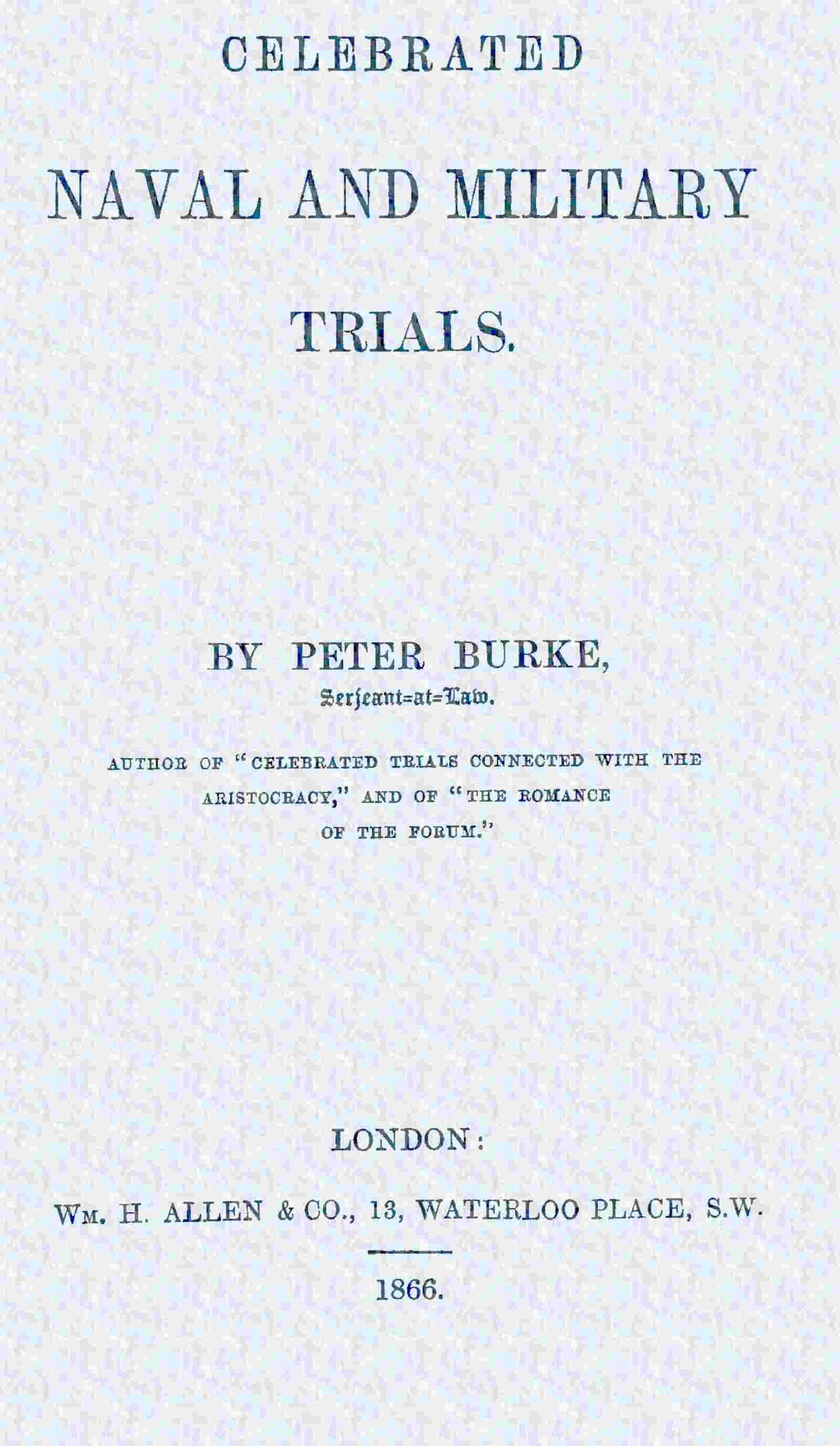 Celebrated naval and military trials cover
