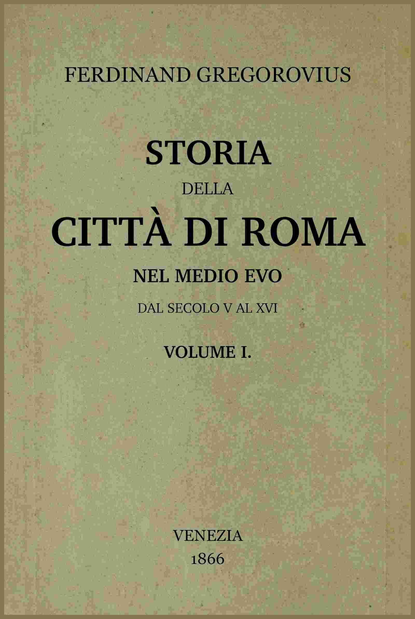 Storia della città di Roma nel medio evo, vol. 1/8 cover