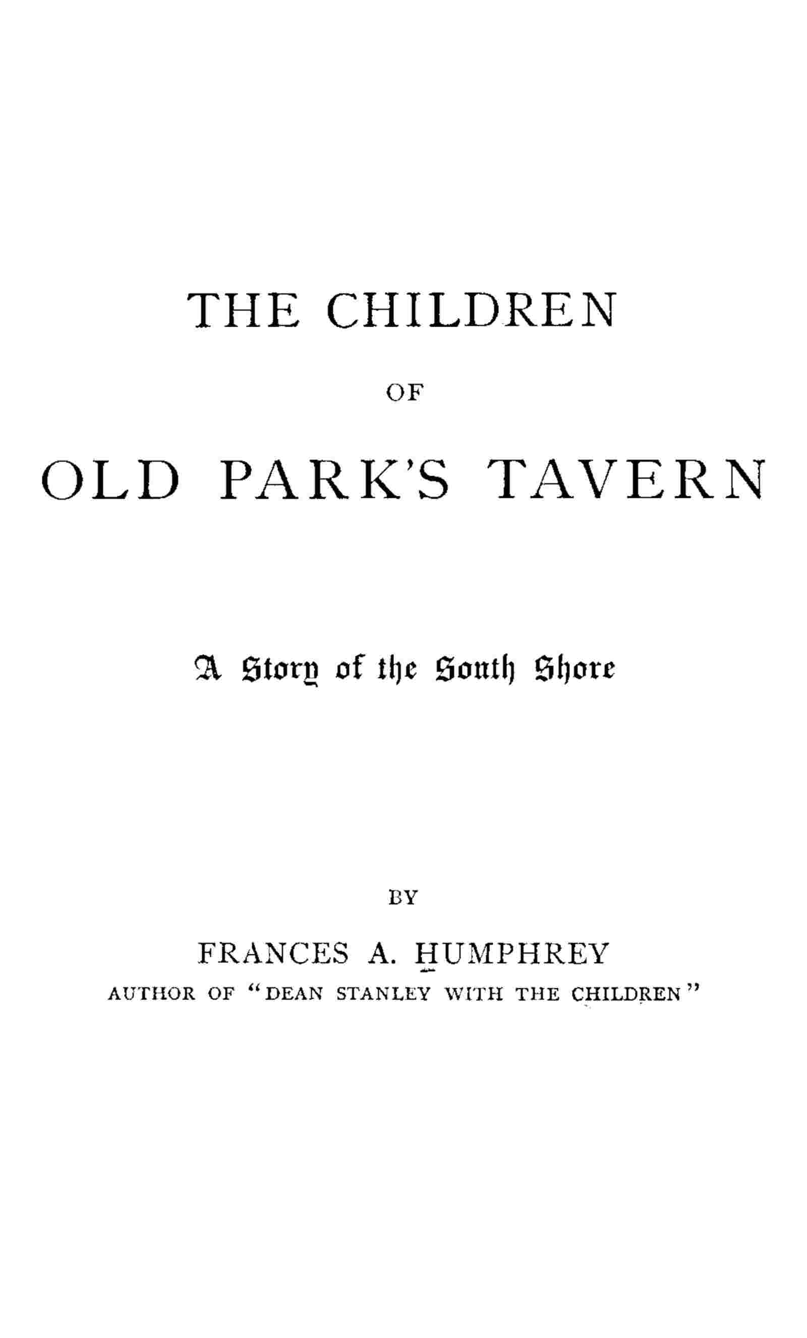 The children of Old Park's Tavern cover