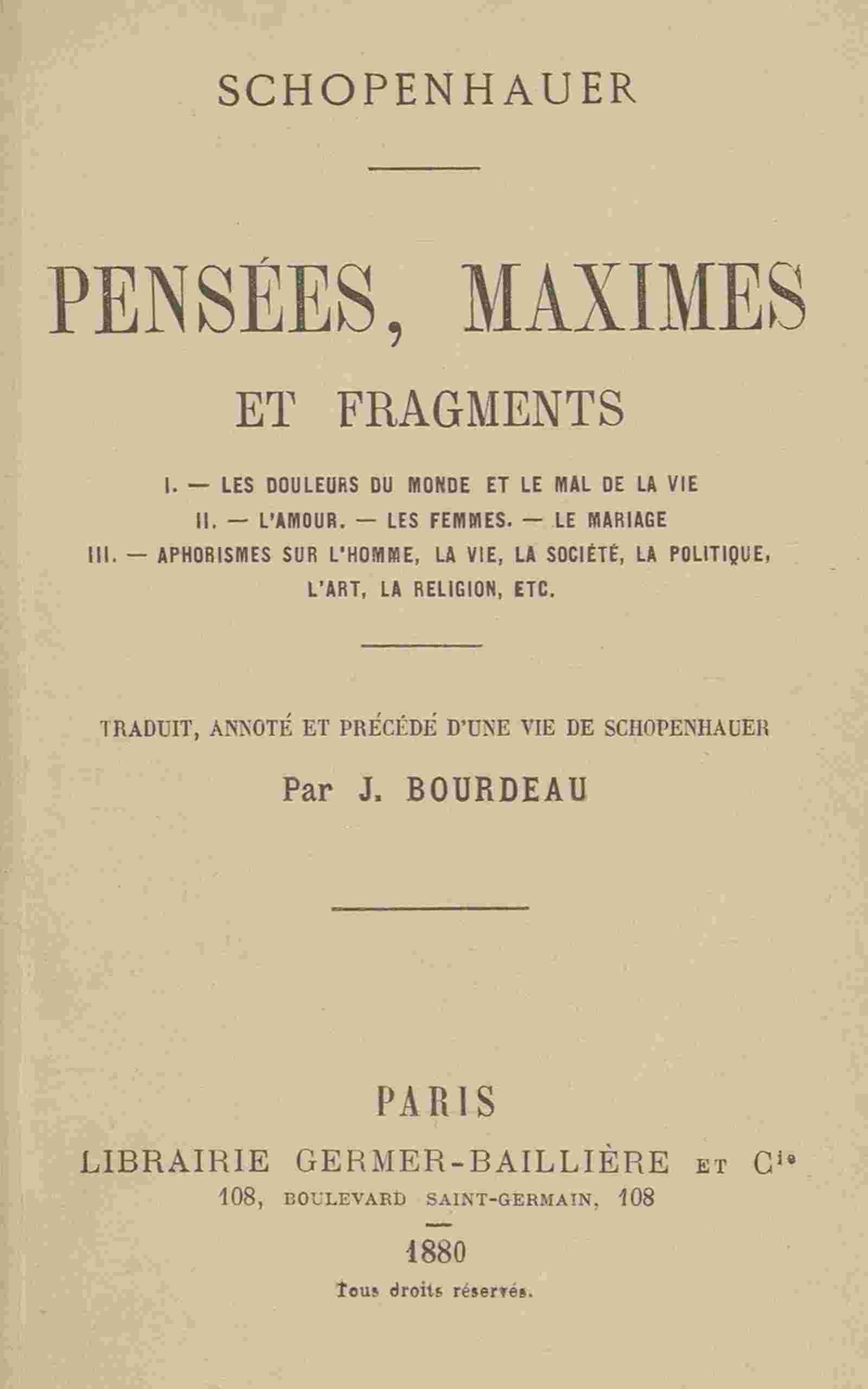 Pensées, maximes et fragments cover