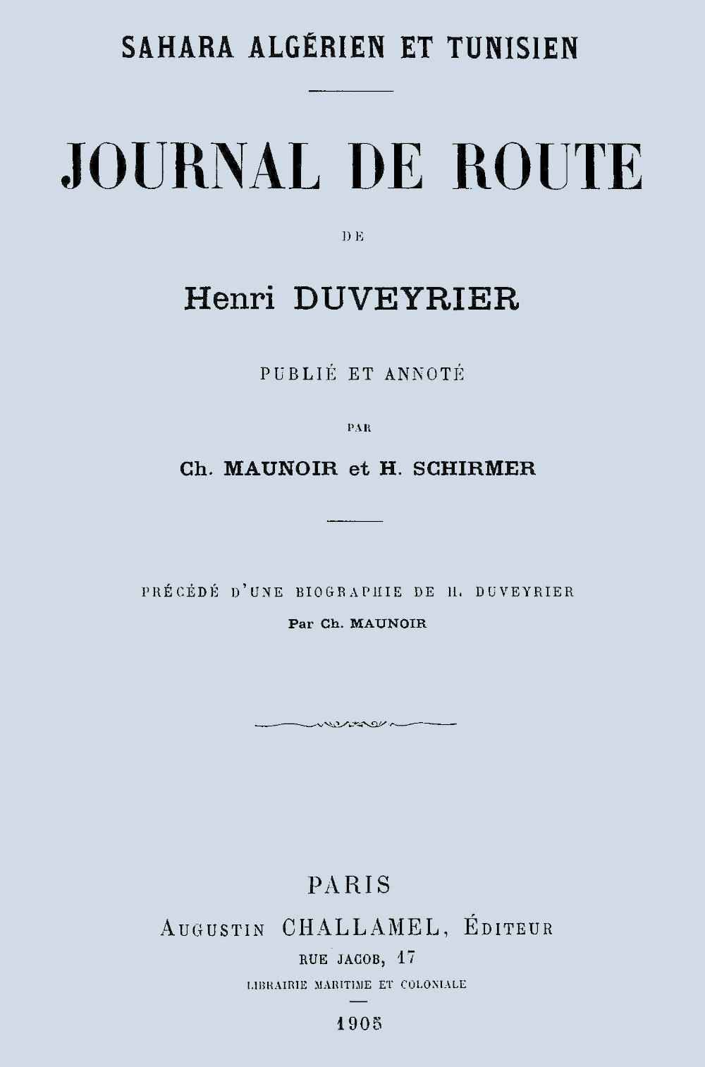 Journal de route de Henri Duveyrier cover