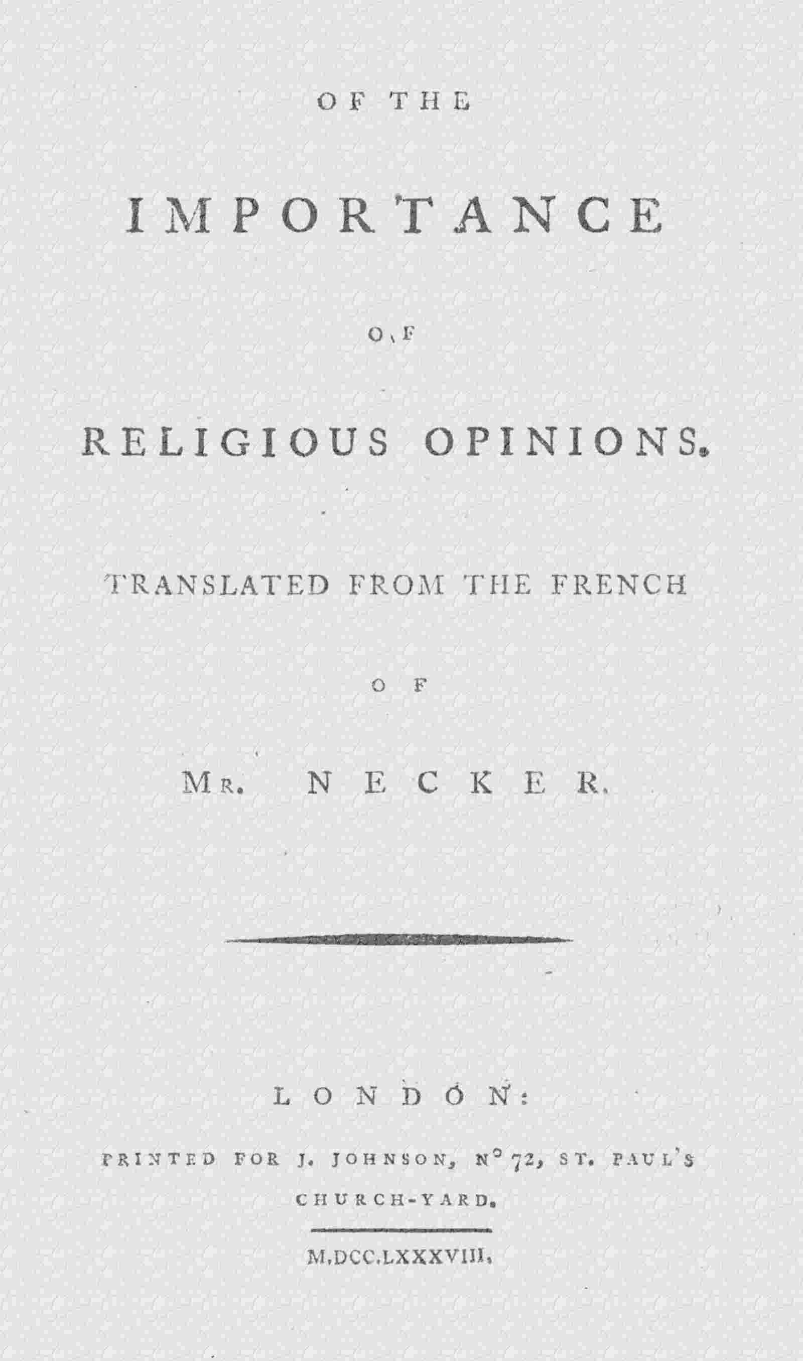 Of the importance of religious opinions cover