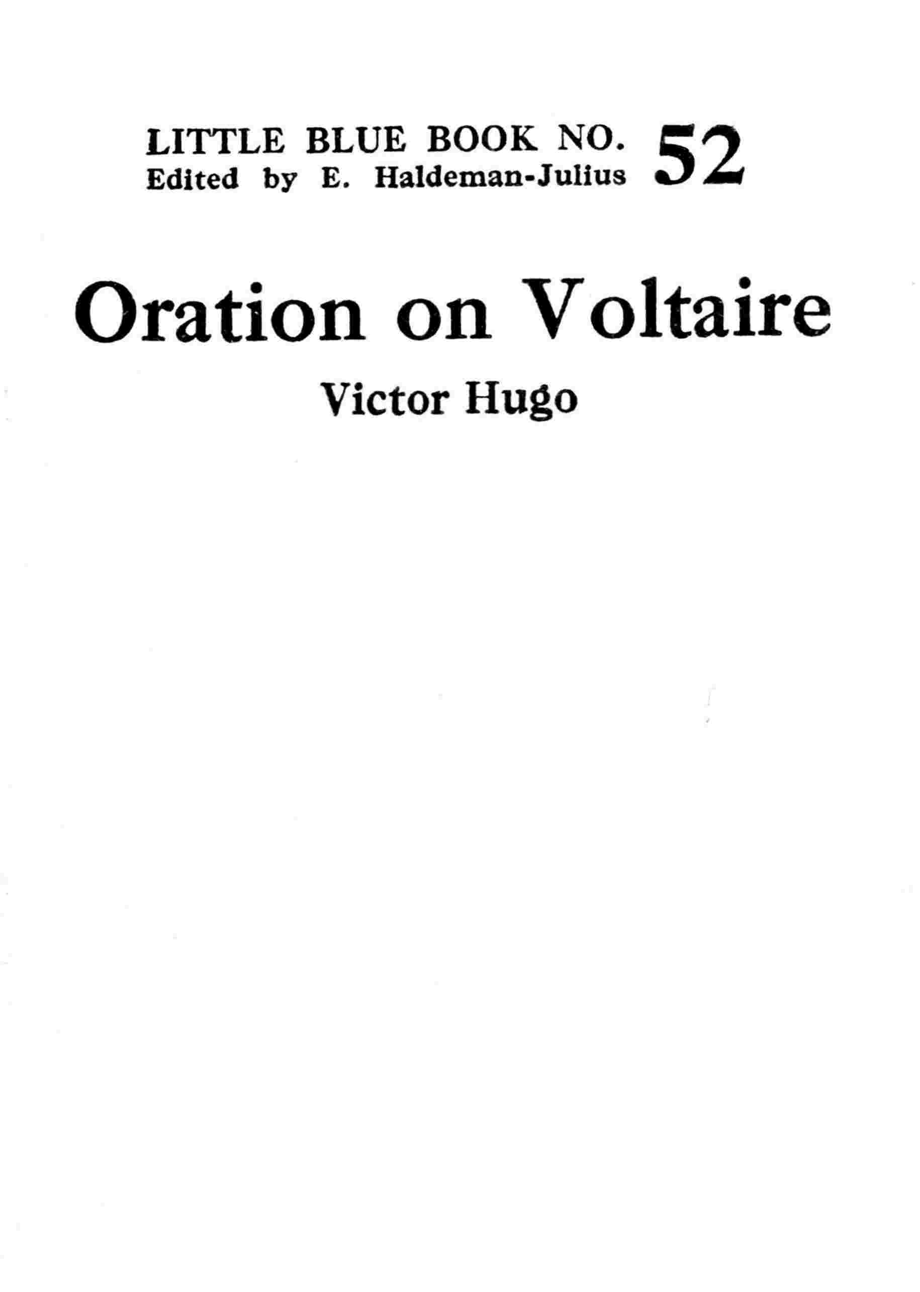Oration on Voltaire cover