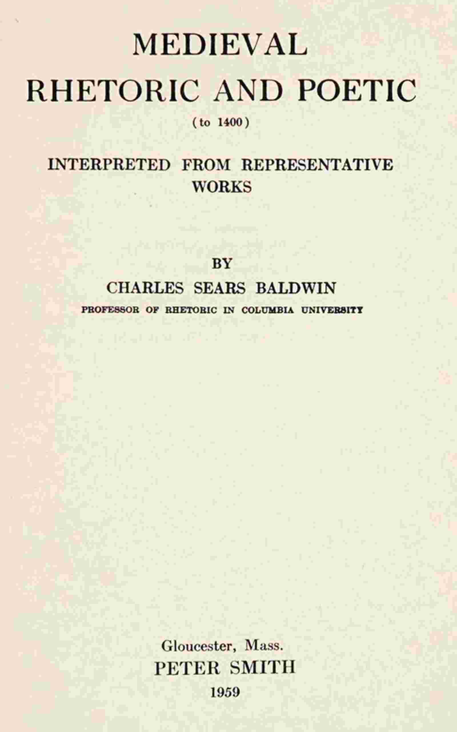Medieval rhetoric and poetic to 1400 cover