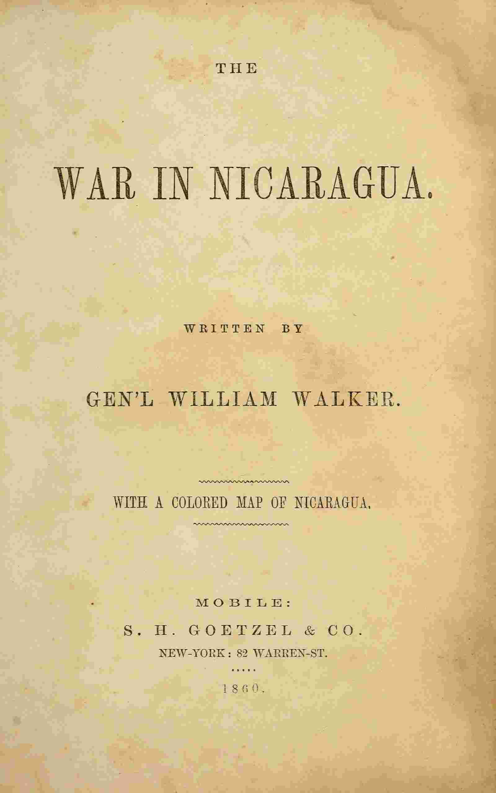 The war in Nicaragua cover