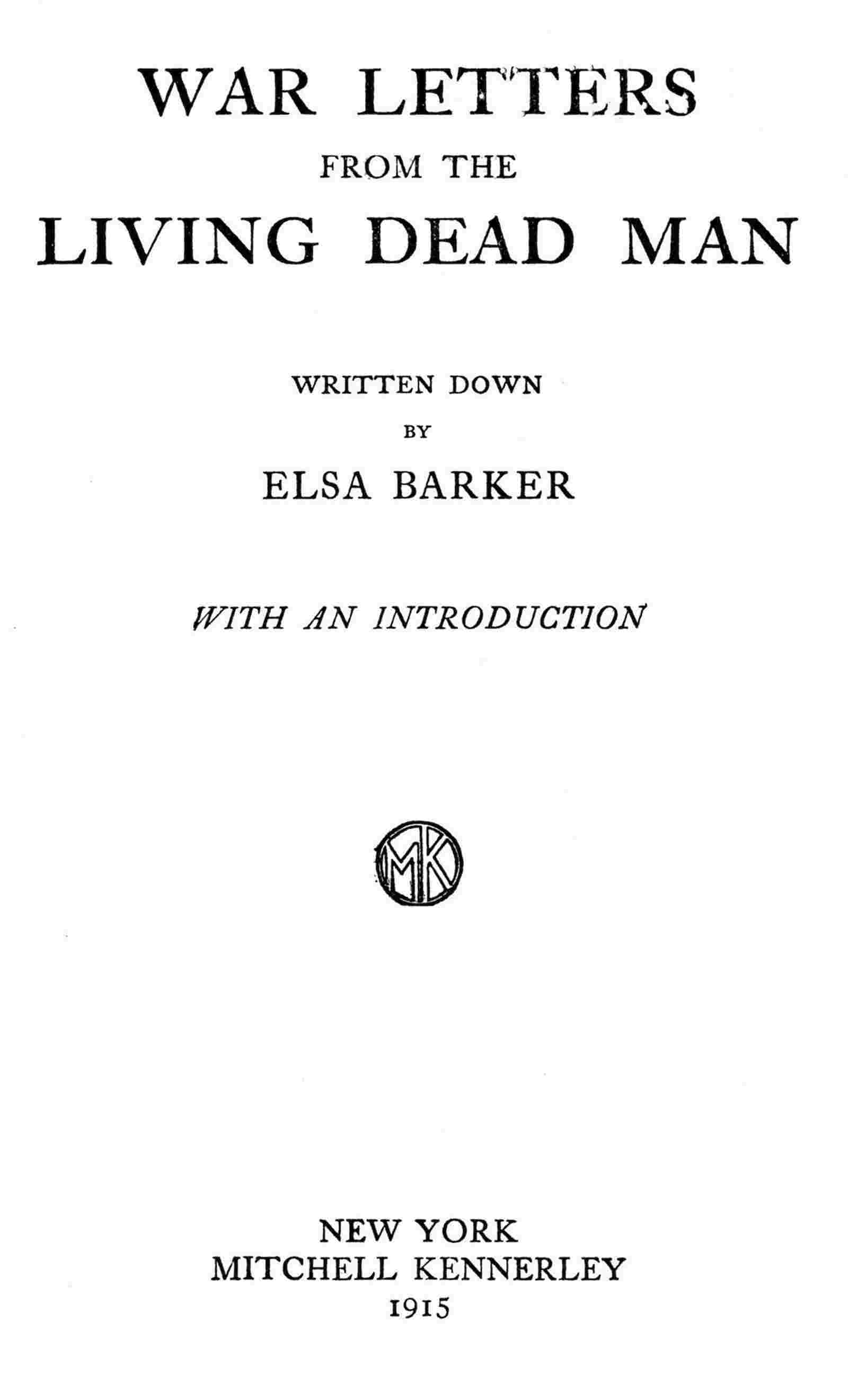 War letters from the living dead man cover