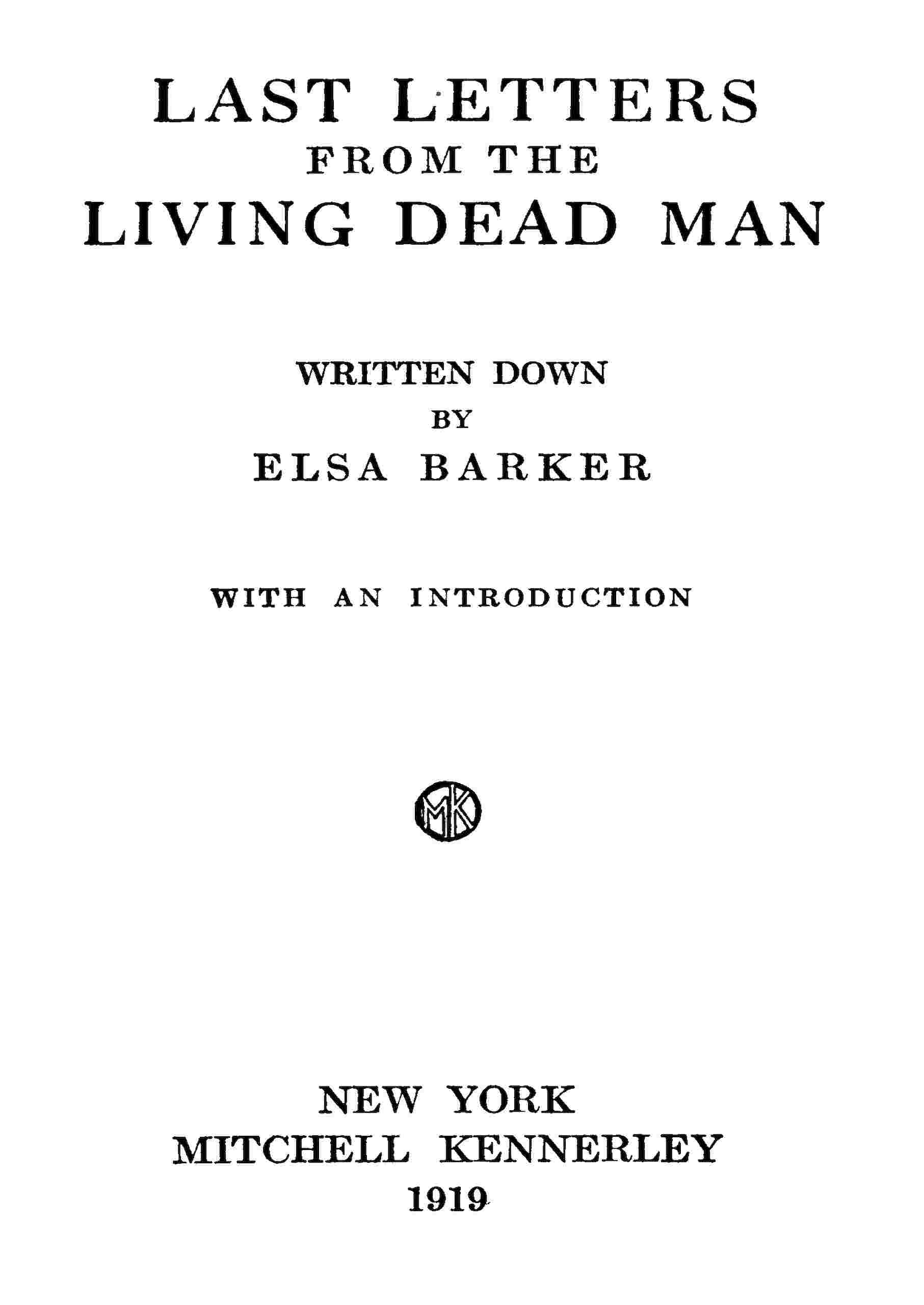 Last letters from the living dead man cover