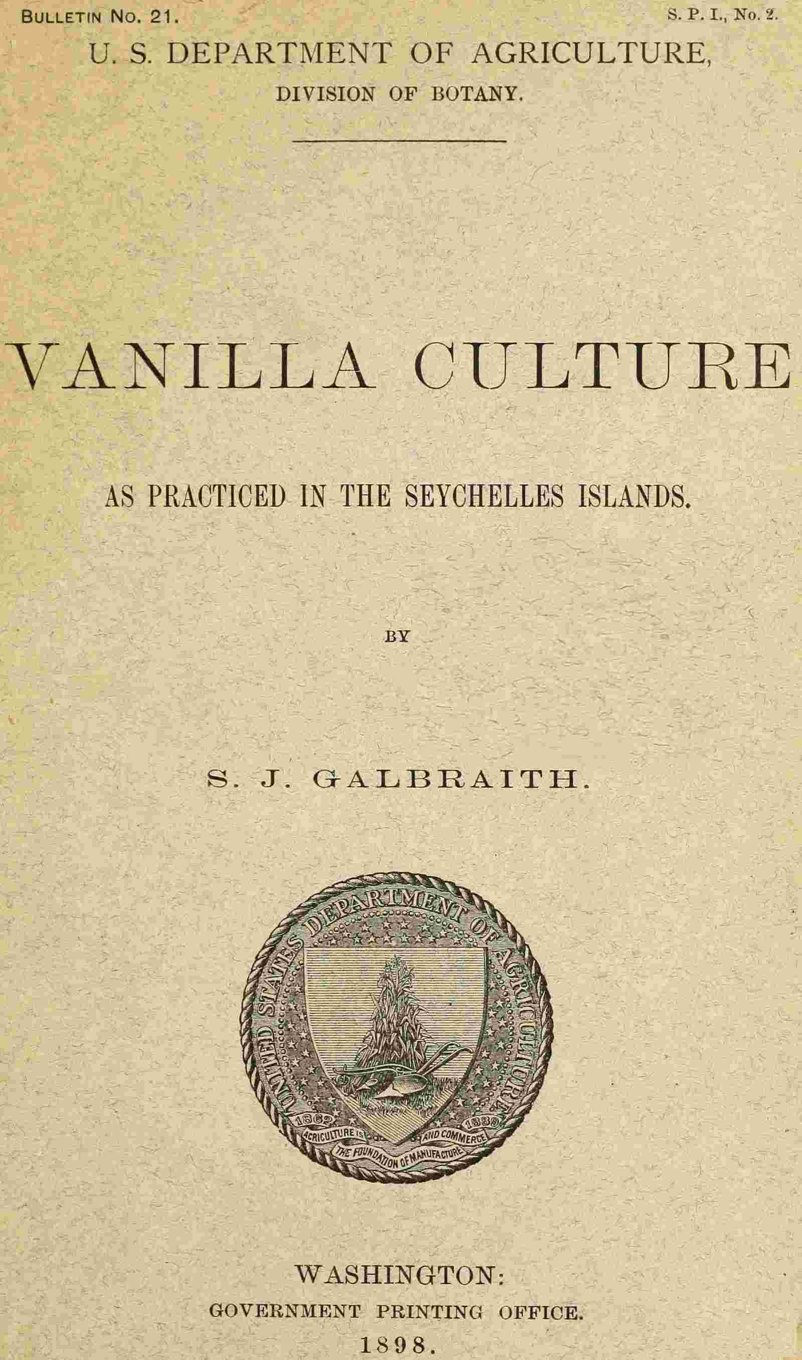 Vanilla culture as practiced in the Seychelles Islands cover