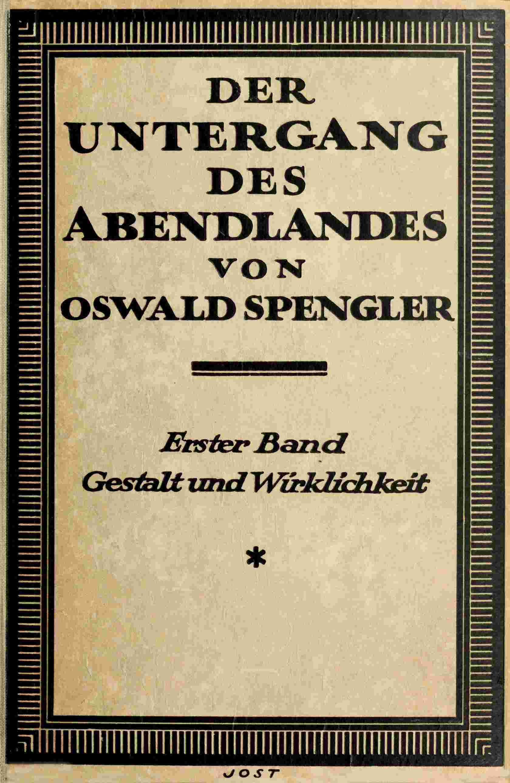 Der Untergang des Abendlandes, Erster Band cover