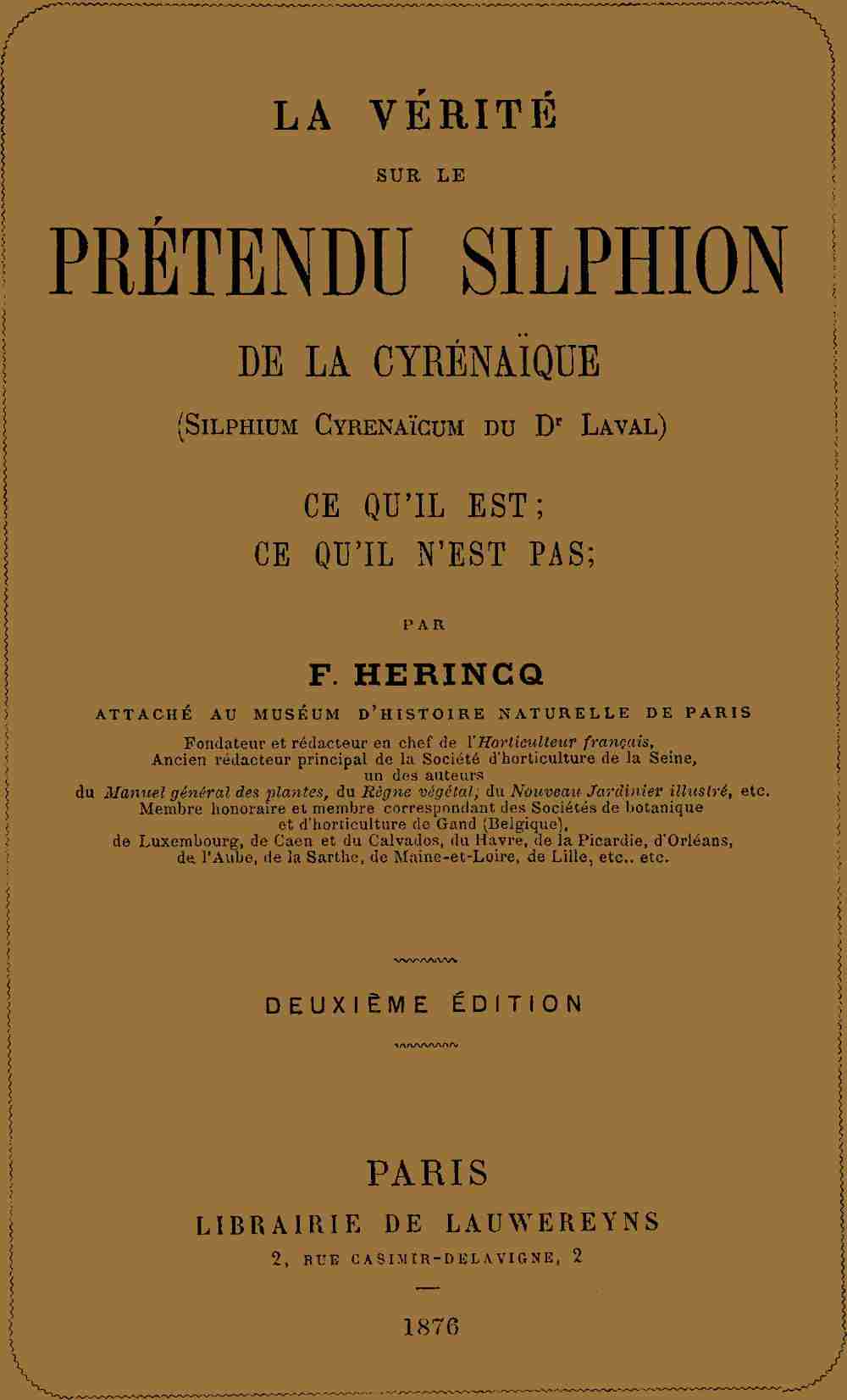 La vérité sur le prétendu Silphion de la Cyrénaïque cover