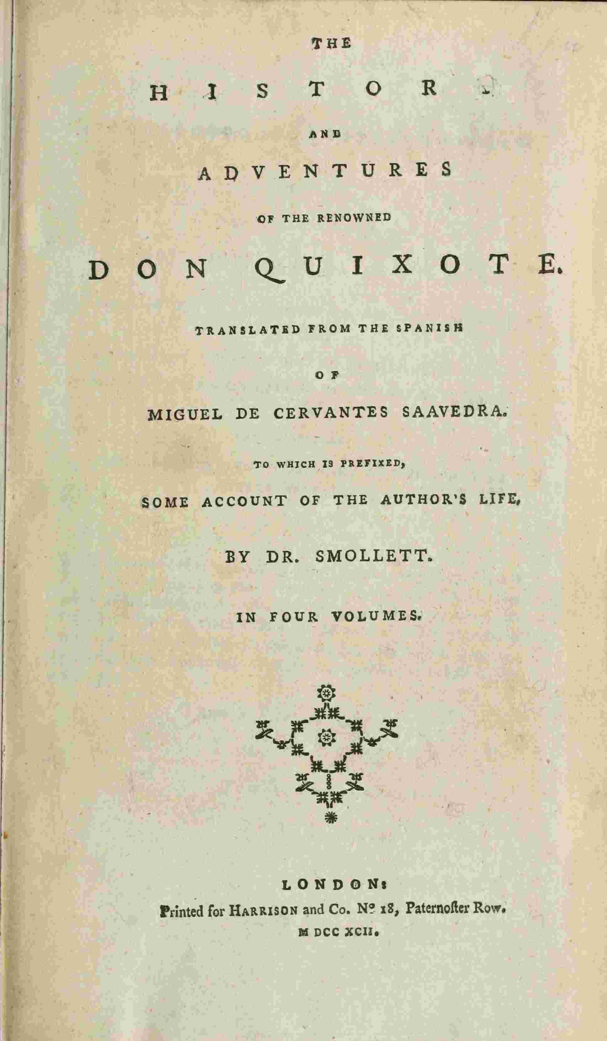 The history and adventures of the renowned Don Quixote cover