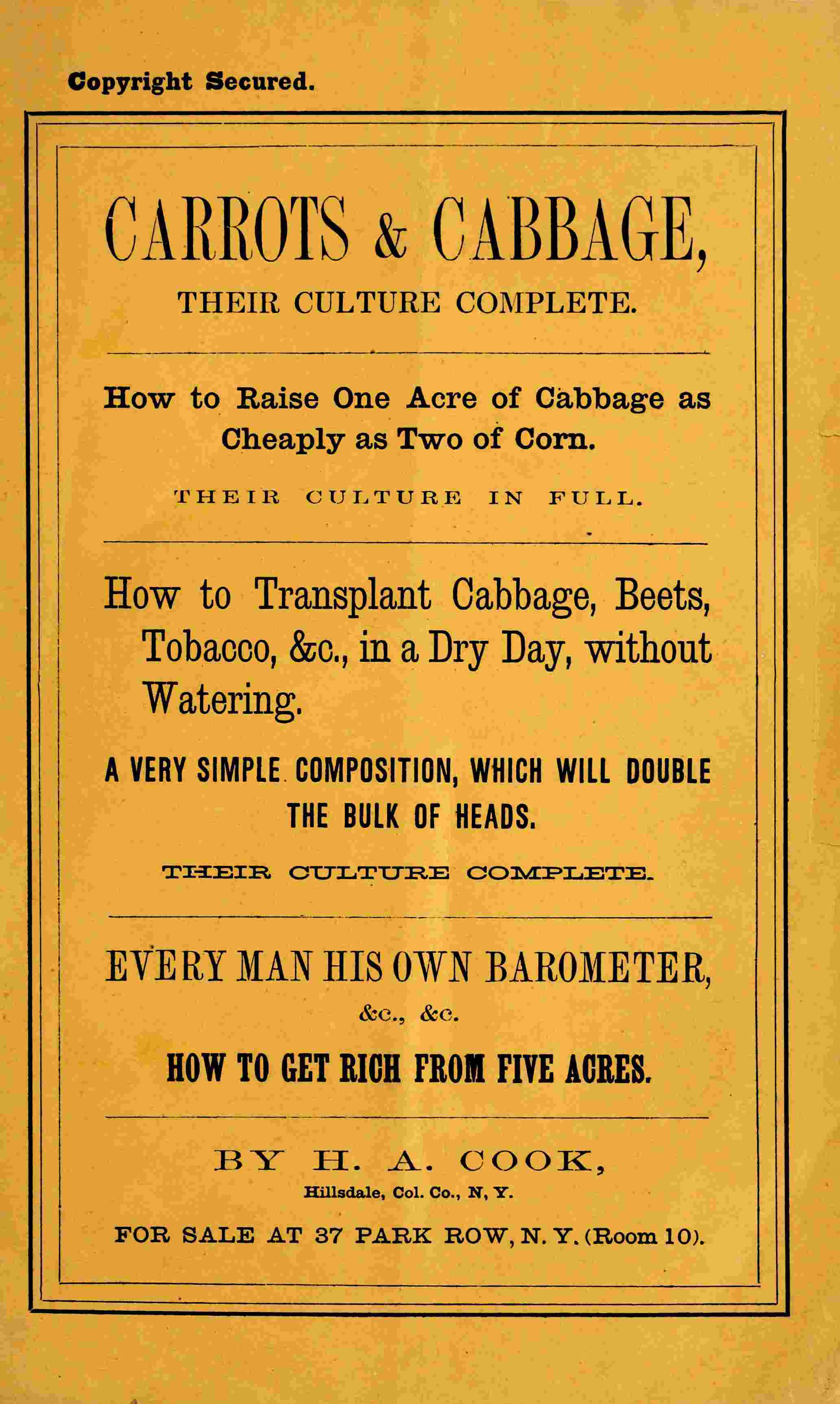 Ten years' experience in raising carrots and cabbage cover