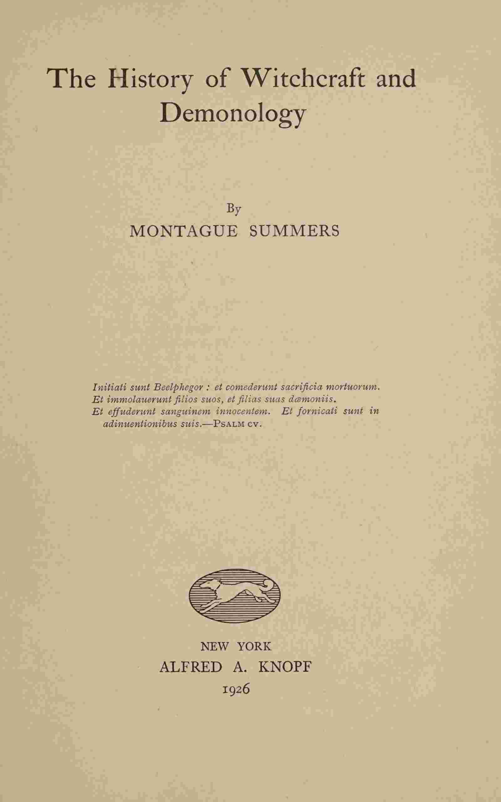 The history of witchcraft and demonology cover