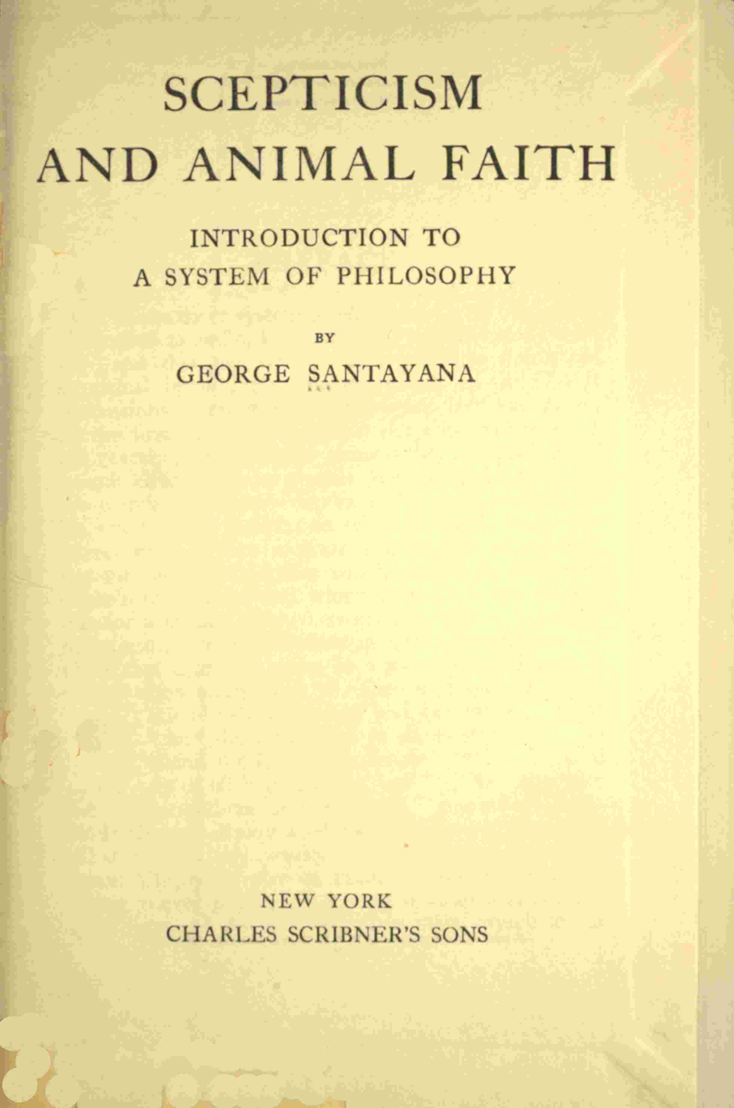 Scepticism and animal faith cover