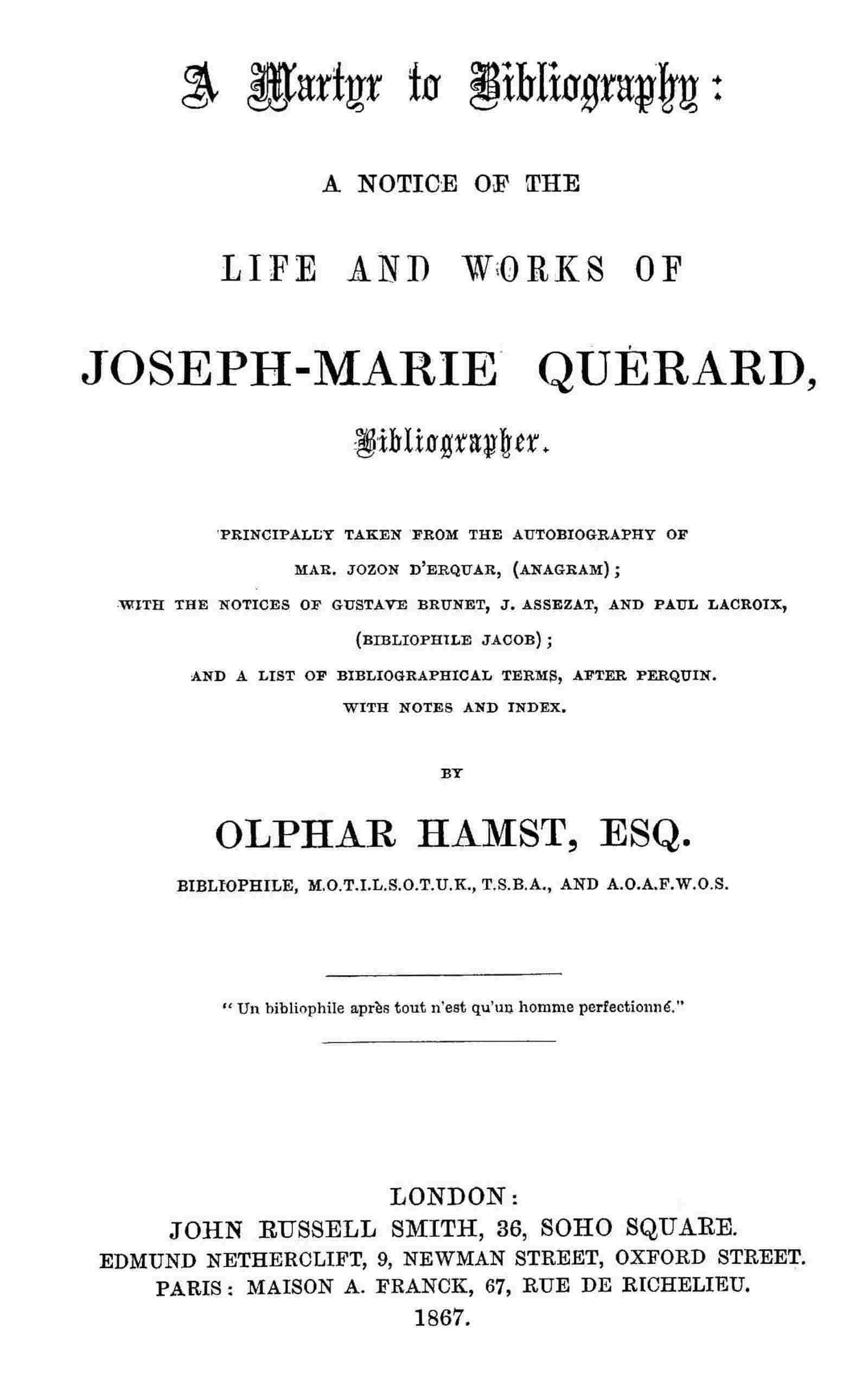 A martyr to bibliography cover