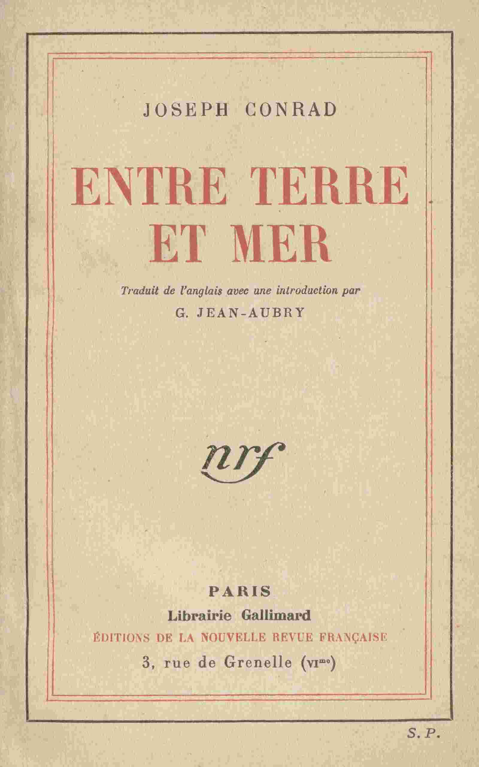 Entre terre et mer cover