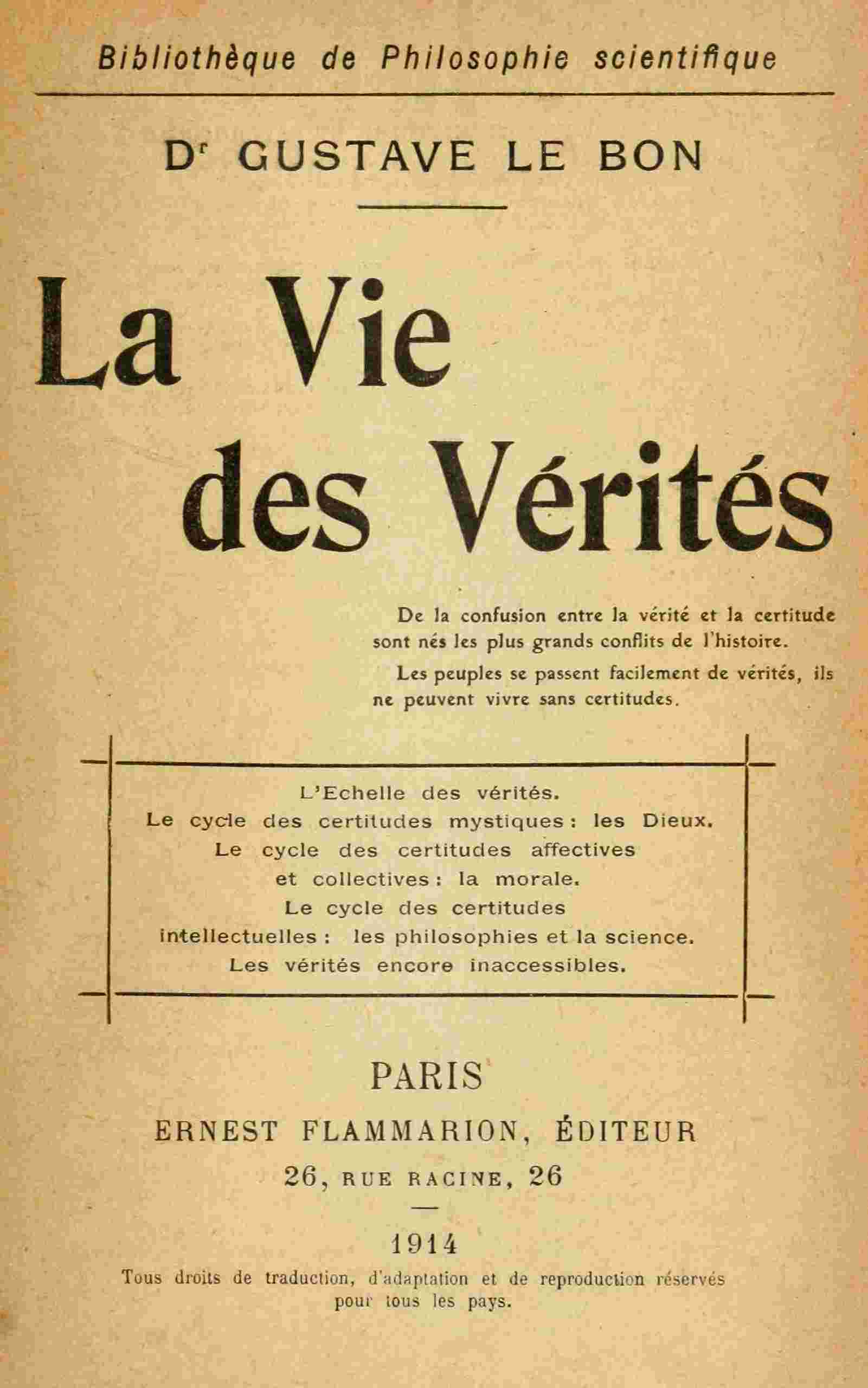 La vie des vérités cover