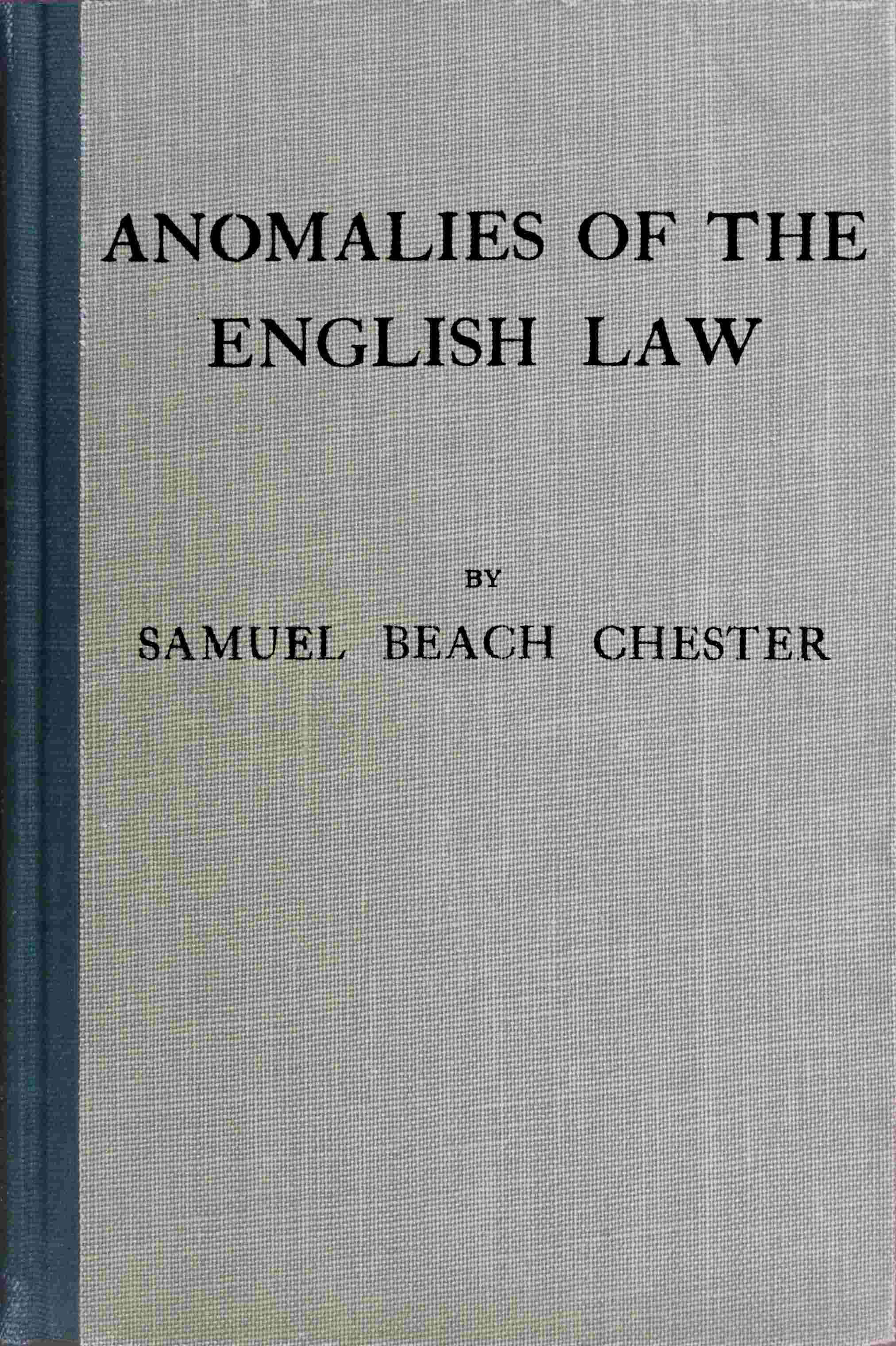 Anomalies of the English law cover