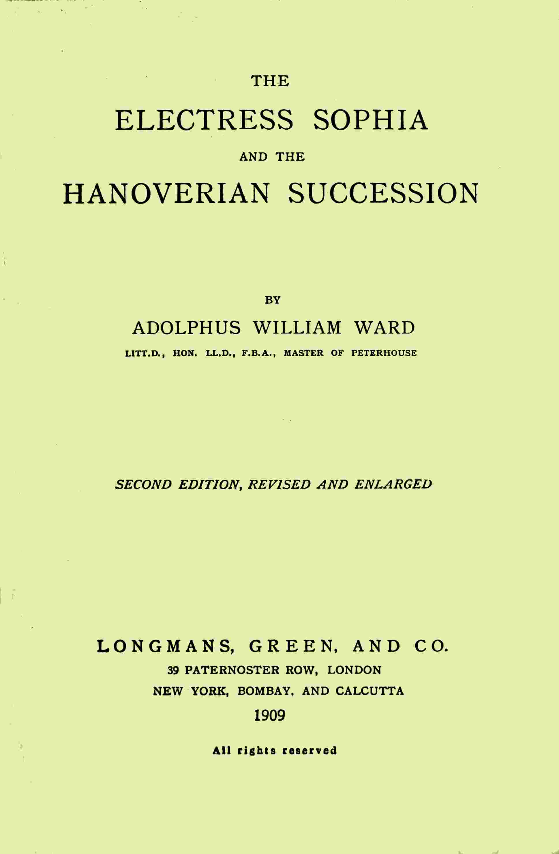 The Electress Sophia and the Hanoverian succession cover