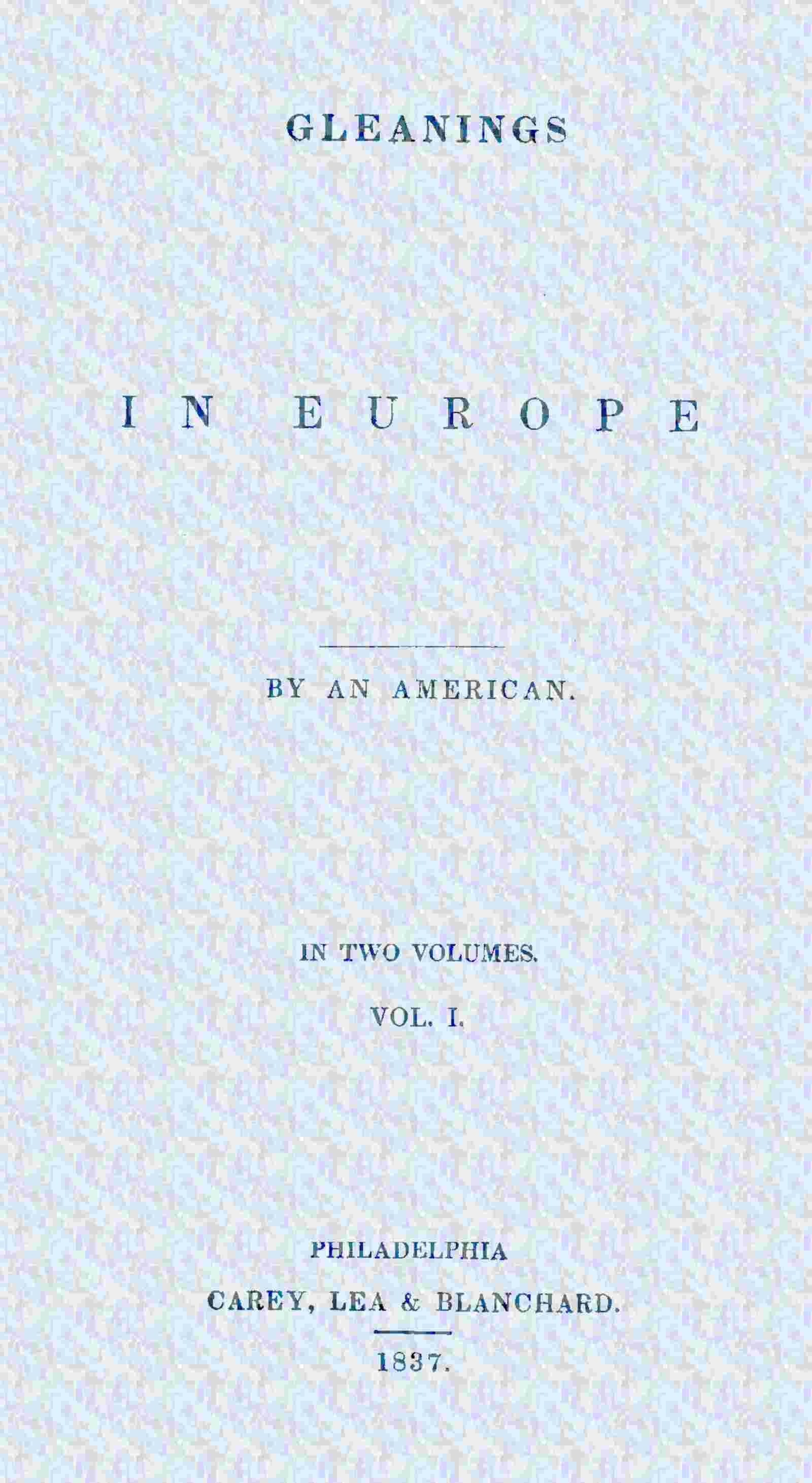 Gleanings in Europe cover