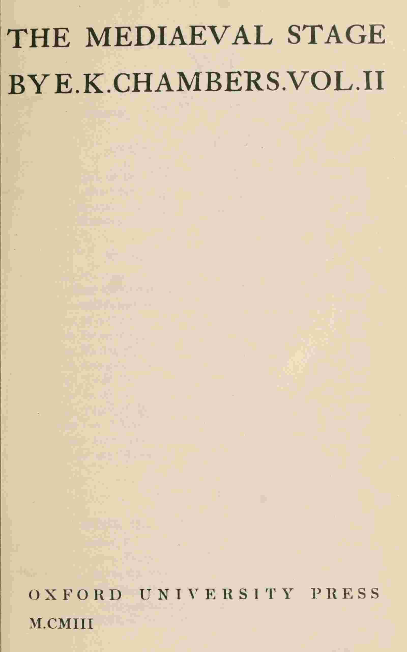 The mediaeval stage, volume 2 (of 2) cover